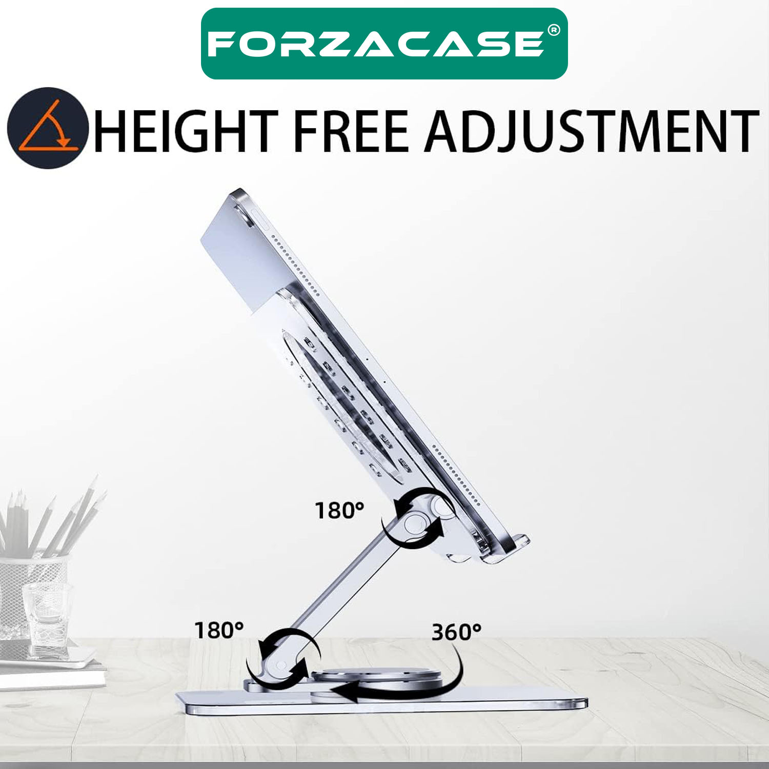 Forzacase 360 Derece Döner Şeffaf Akrilik Tablet Standı Katlanabilir Masaüstü Tutucu - FC1066