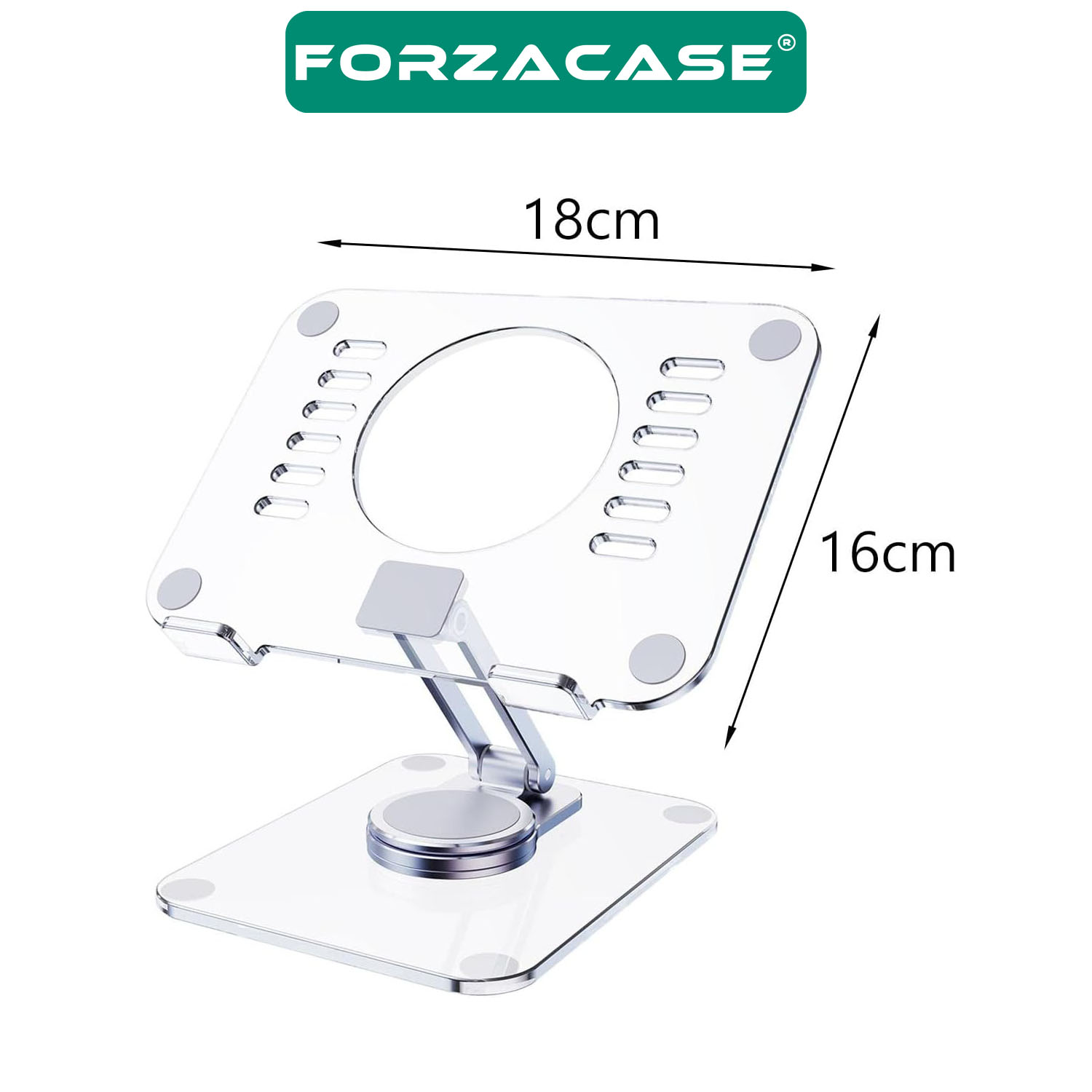 Forzacase 360 Derece Döner Şeffaf Akrilik Tablet Standı Katlanabilir Masaüstü Tutucu - FC1066