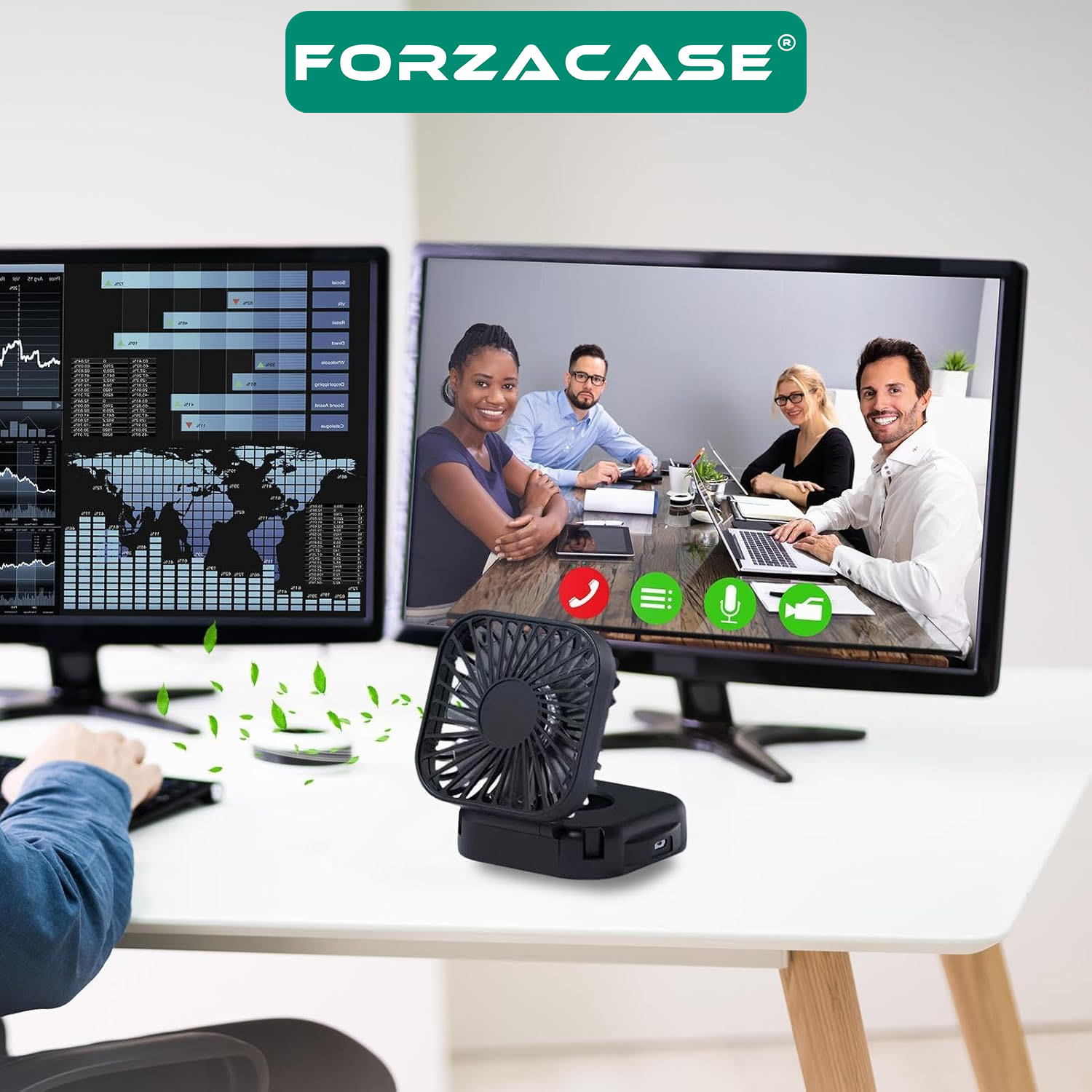 Forzacase Boyun Askılı Şarjlı Katlanabilir 3 Hız Modu Fan Ayarlı El ve Masa Vantilatörü  - FC1070