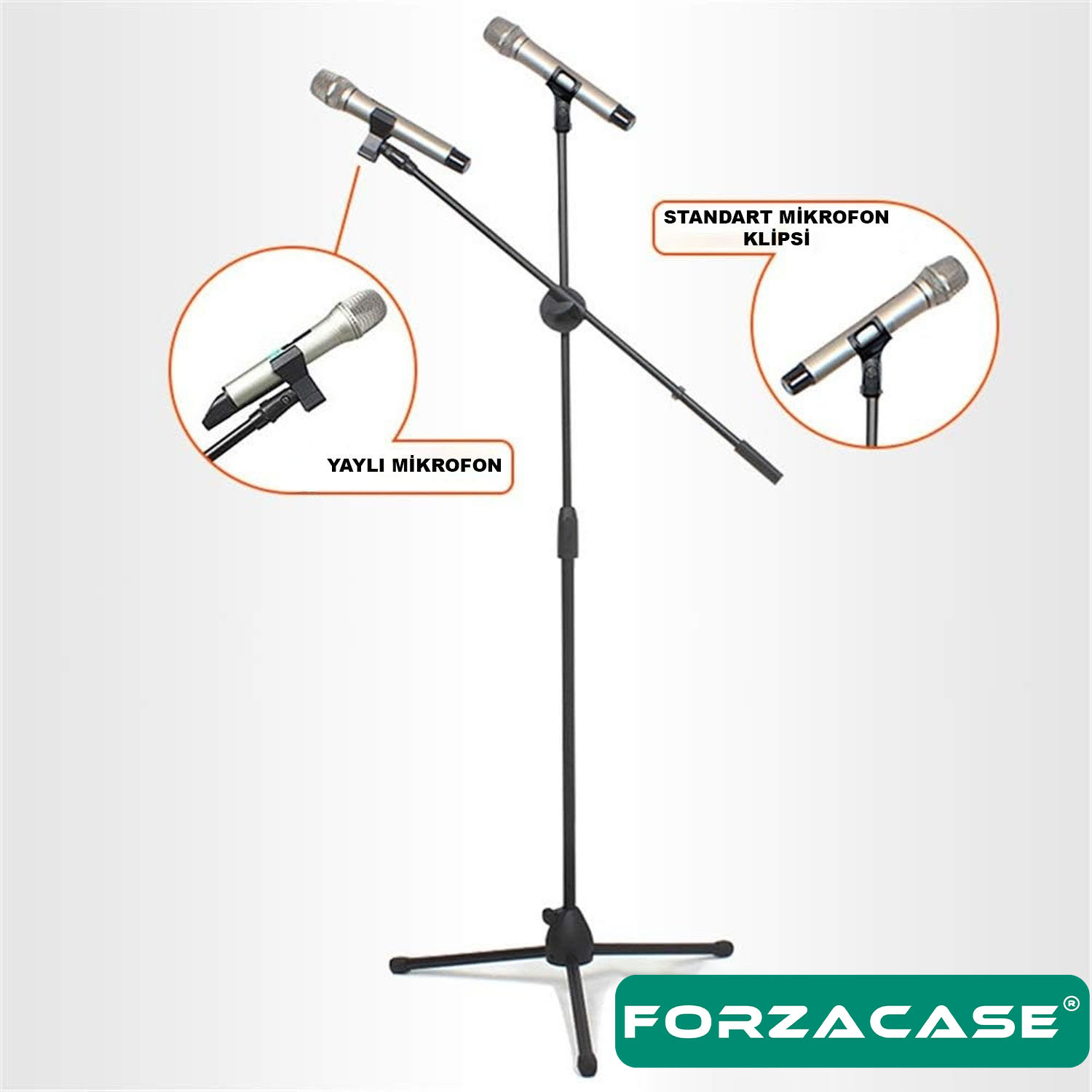 Forzacase Zemin için 360 Döner Profesyonel Metal Mikrofon Standı 170 cm  - FC1075