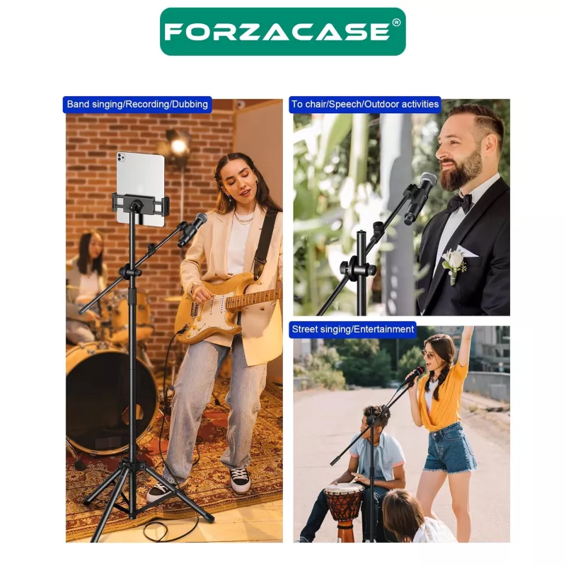 Forzacase Tablet Tutuculu 360 Döner Profesyonel Metal Mikrofon Standı 140 cm  - FC1077