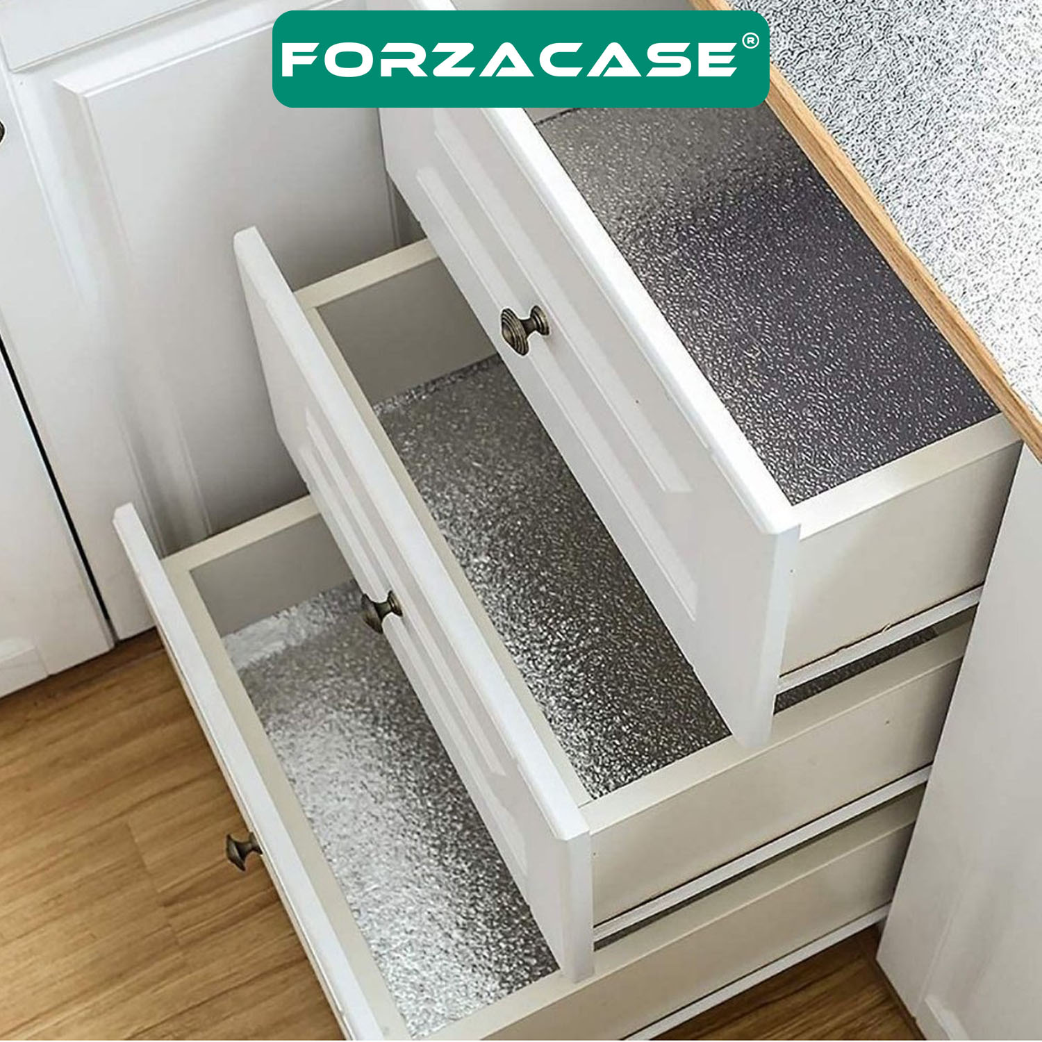 Forzacase 2 Metre Yapışkanlı Kolay Silinebilir Mutfak Tezgah Üstü Folyo Gümüş - FC1078