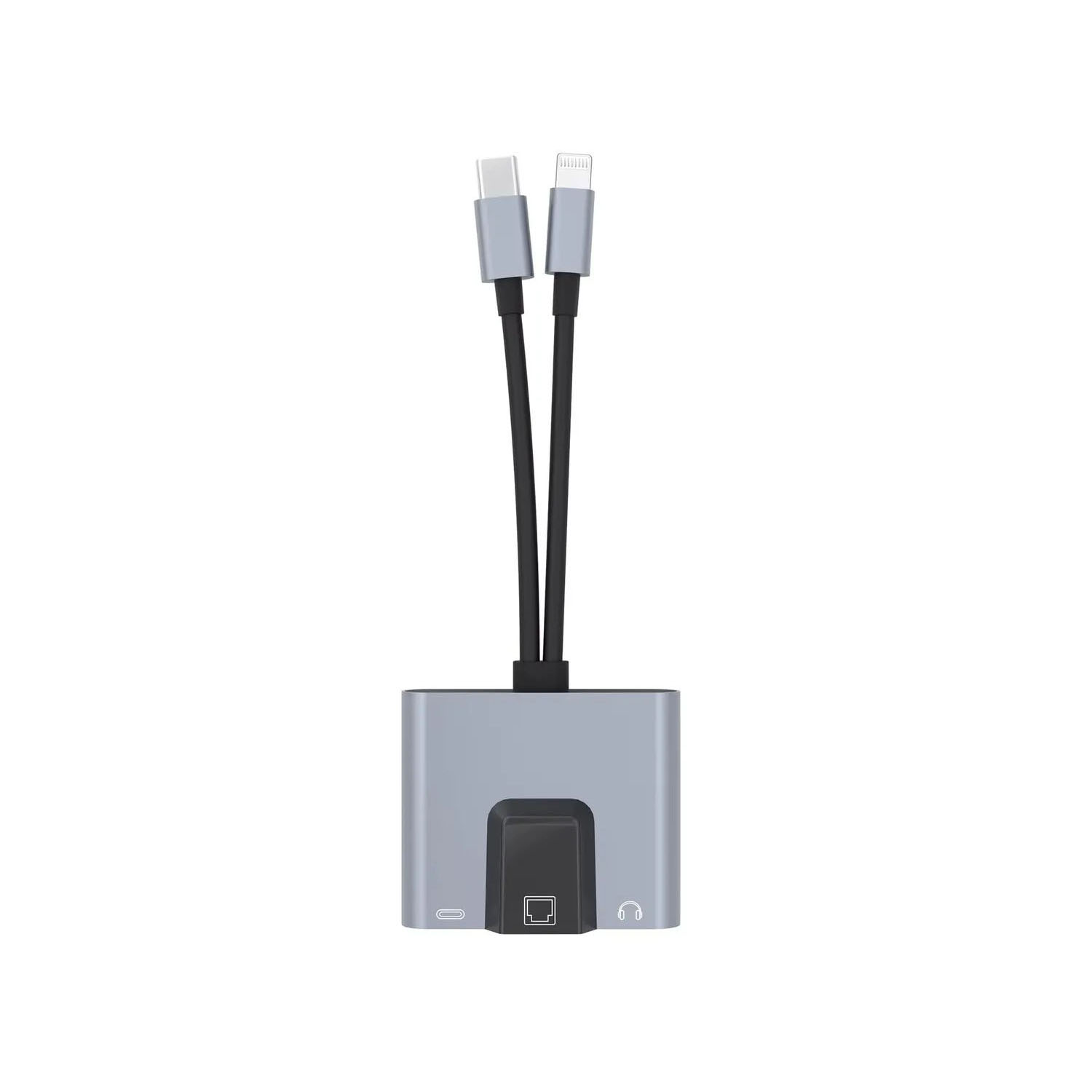 Forzacase 3 in 1 Lightning & Type-C to Ethernet Adaptörü RJ45, AUX, Şarj Destekli Çevirici - FC1083