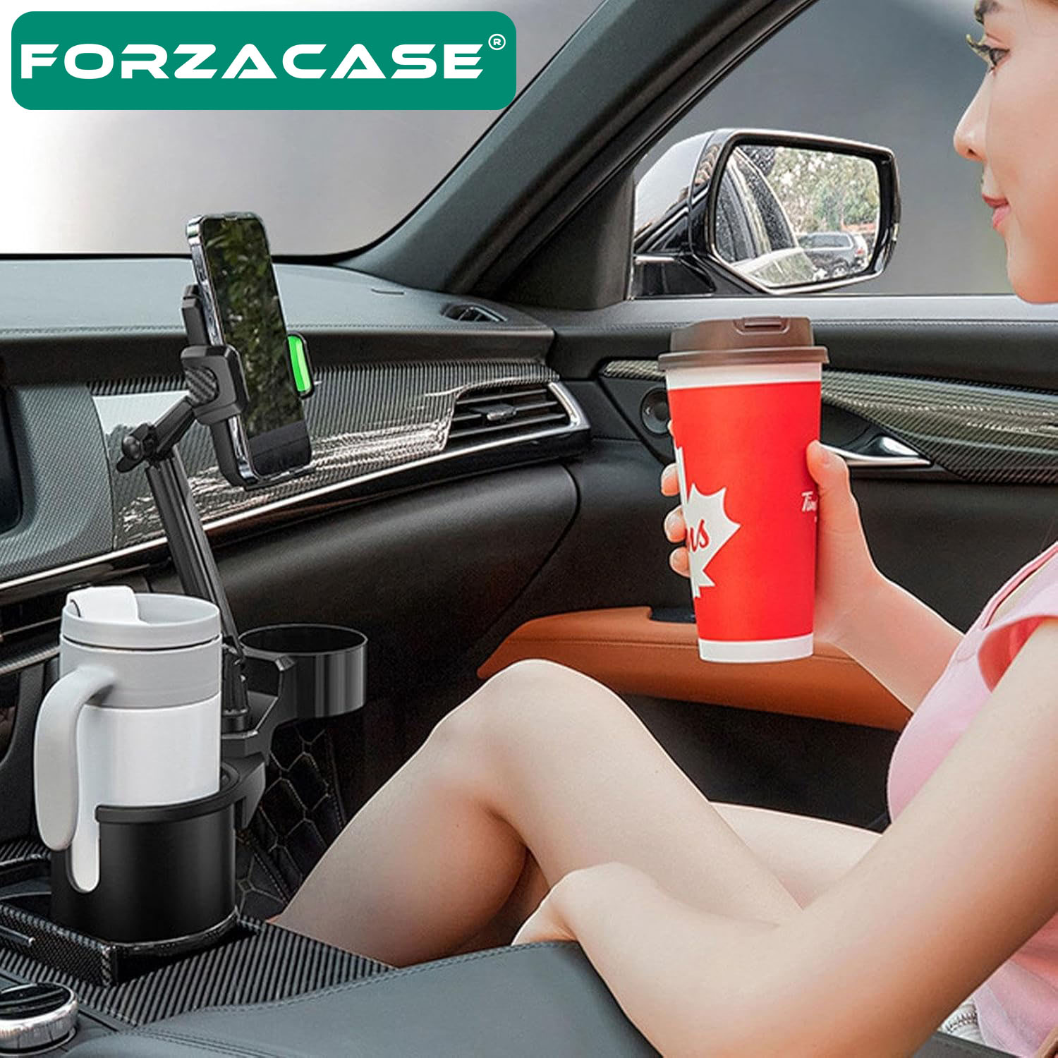 Forzacase 3in1 Araç içi Bardaklıktan Telefon ve Bardak Tutucu 2 Bardak 1 Telefon Tutucu - FC1087