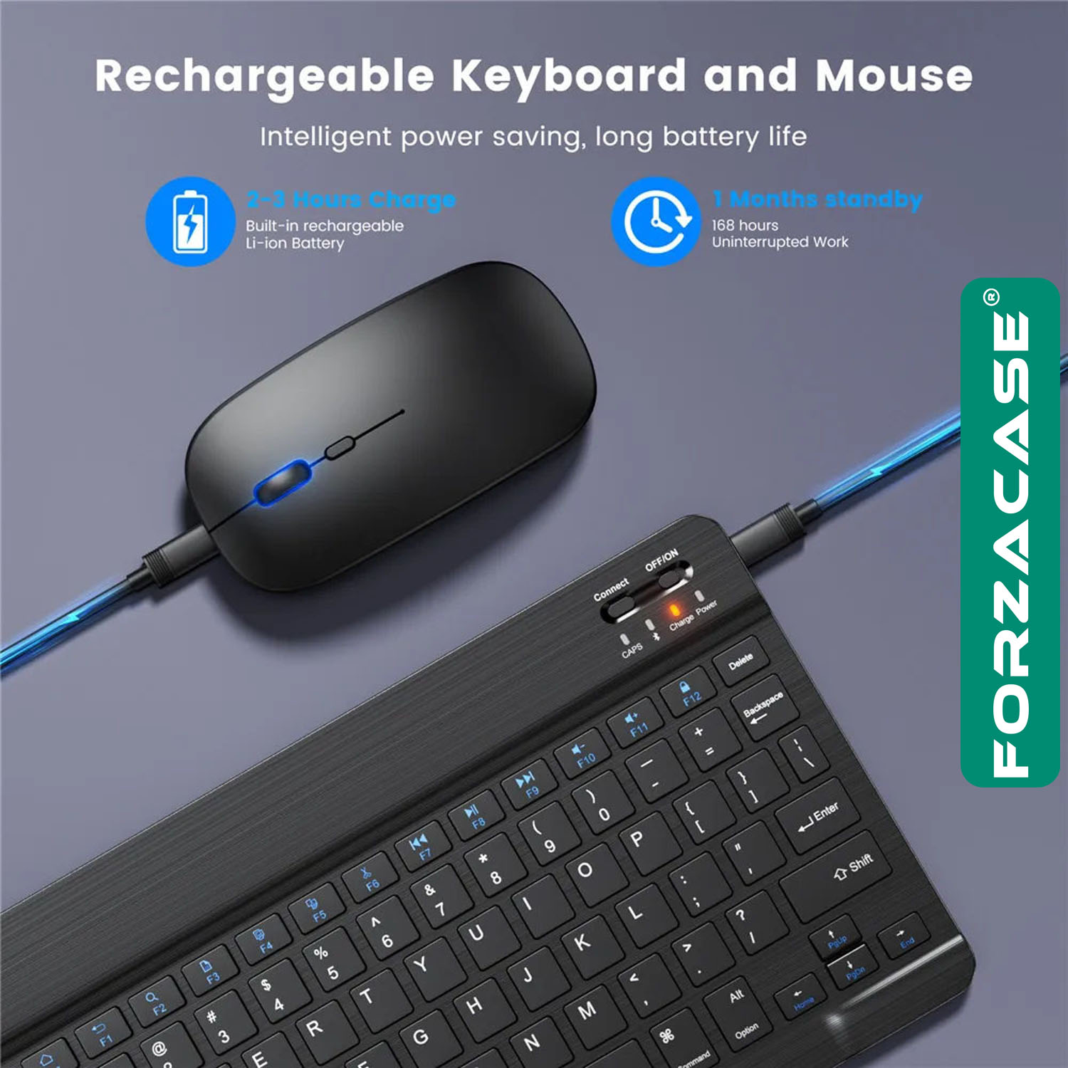 Forzacase Samsung Galaxy Tab A9 Plus uyumlu Bluetooth Kablosuz Klavye Mouse + Tablet Standı - FC1088