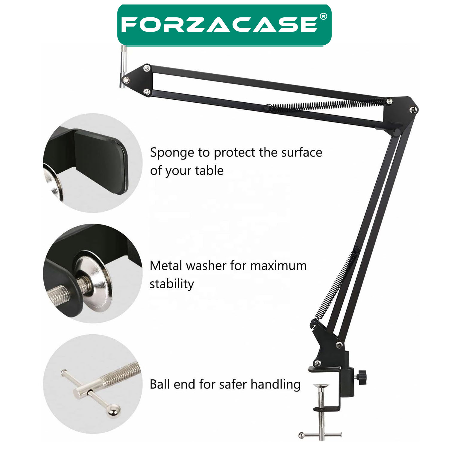 Forzacase Makas Kol Tasarımlı Ayarlanabilir Masa Tipi Mikrofon Standı 35cm x 35cm - FC1090