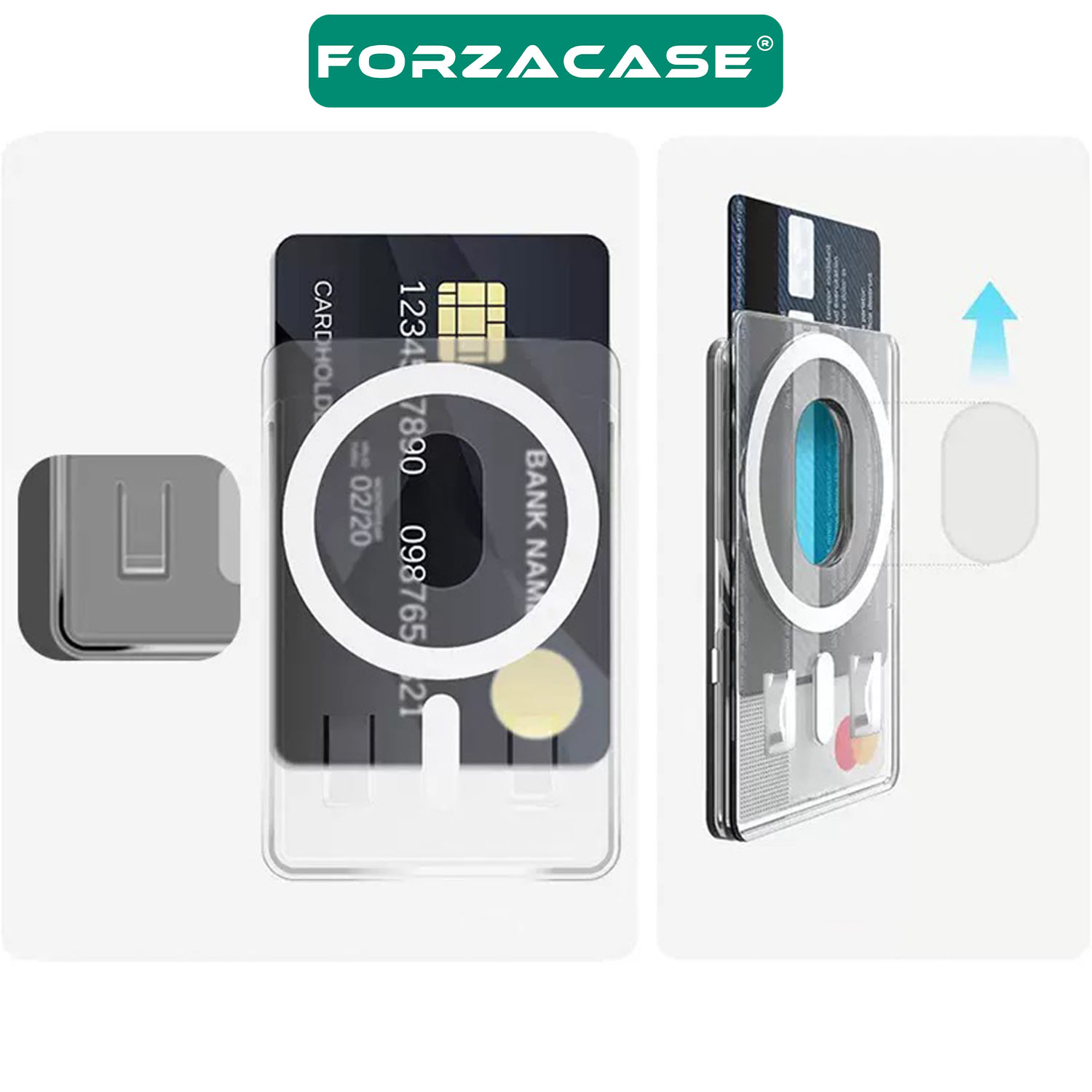 Forzacase iPhone Tüm Modeller ile uyumlu Magsafe Özellikli Manyetik Şeffaf Cüzdan Kartlık - FC1091