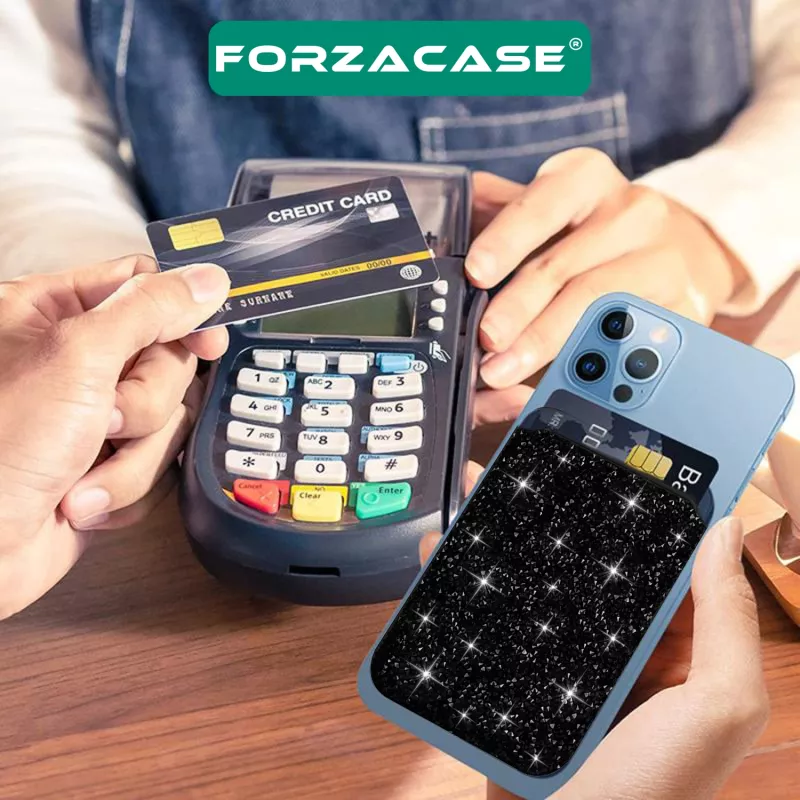 Forzacase iPhone Tüm Modeller ile uyumlu Pırlanta Görünümlü Magsafe Manyetik Cüzdan Kartlık - FC1096