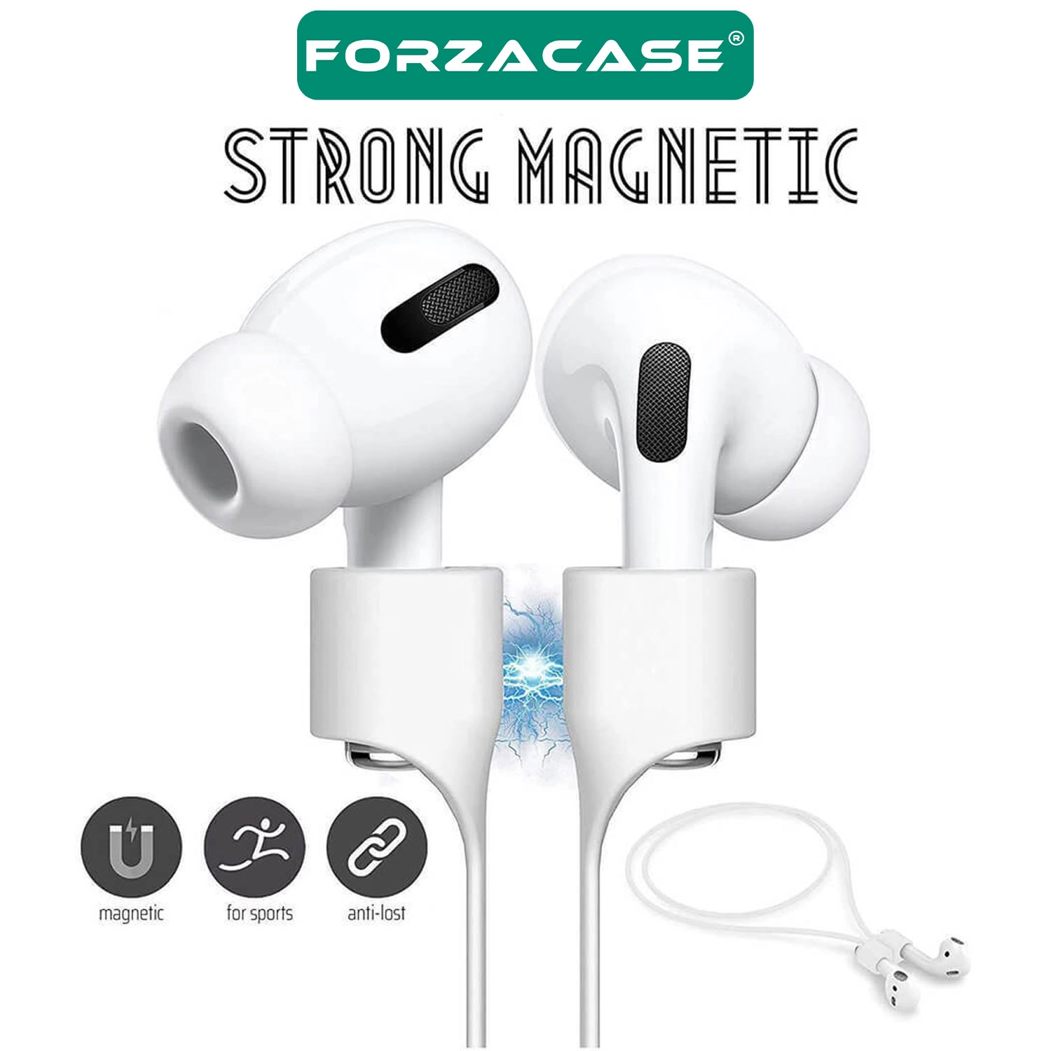 Forzacase AirPods 1 2 3 4 Pro 1-2. Nesil ile Uyumlu Manyetik Mıknatıslı Silikon Kulaklık İpi - FC1097