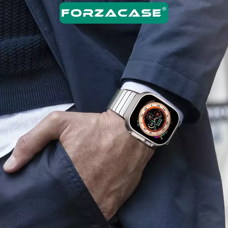 Forzacase Apple Watch Ultra 4 49mm ile uyumlu Balık Sırtı Paslanmaz Çelik Kordon - FC1100