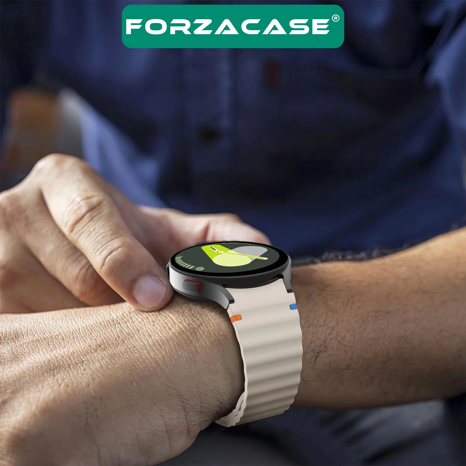 Forzacase Samsung Watch 6 Classic 47mm ile uyumlu Wavy Style Tokalı Silikon Kordon Kayış - FC1101