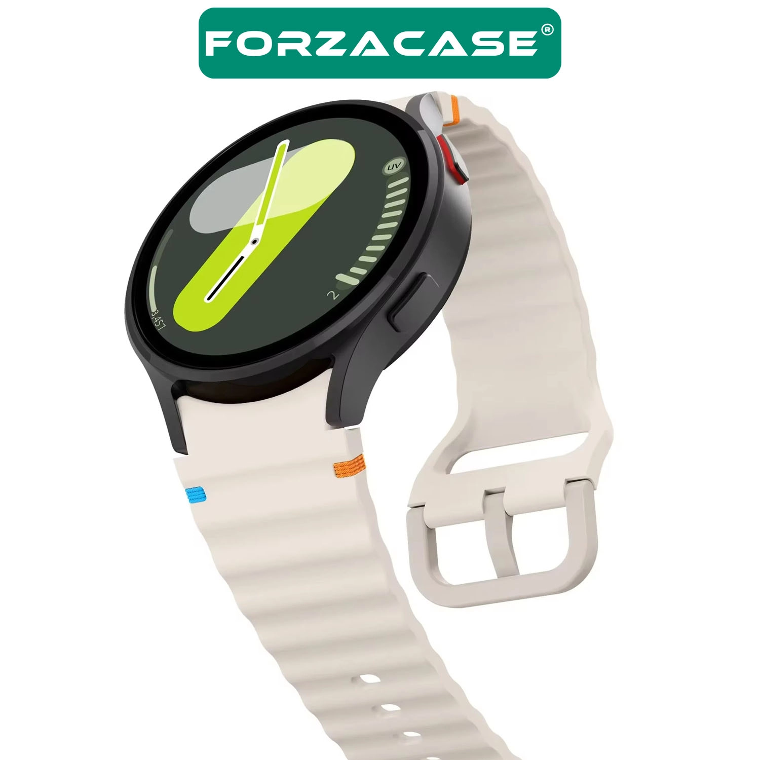 Forzacase Samsung Galaxy Watch 6 40mm ile uyumlu Wavy Style Tokalı Silikon Kordon Kayış - FC1101