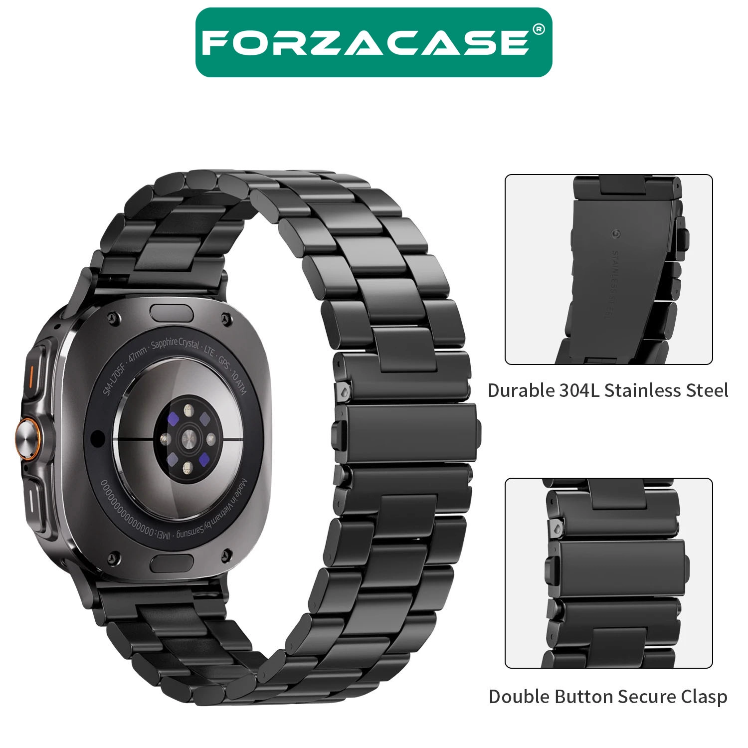 Forzacase Samsung Galaxy Watch 8 44mm ile uyumlu Metal Baklalı Kordon Kayış - FC1106