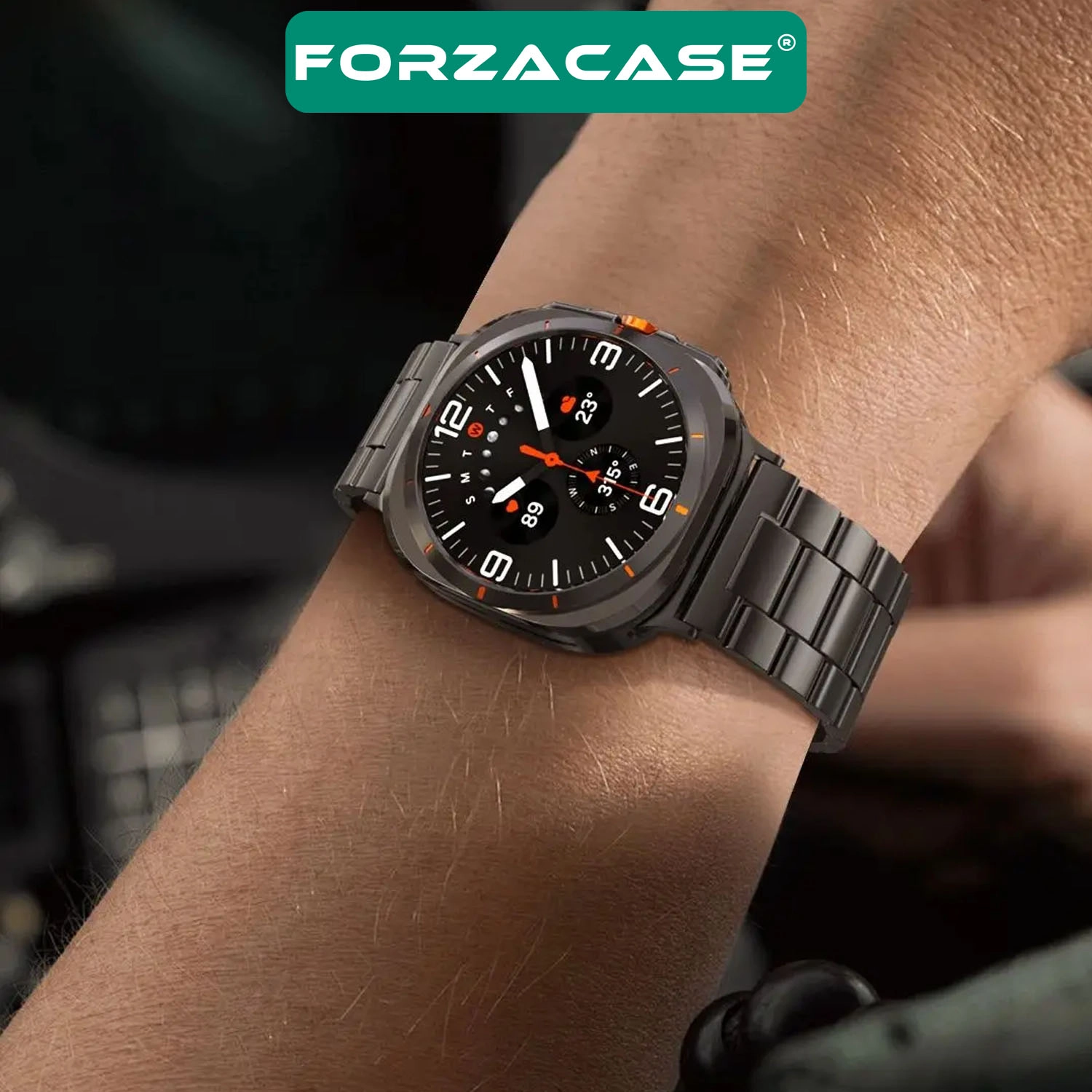 Forzacase Samsung Galaxy Watch 8 44mm ile uyumlu Metal Baklalı Kordon Kayış - FC1106