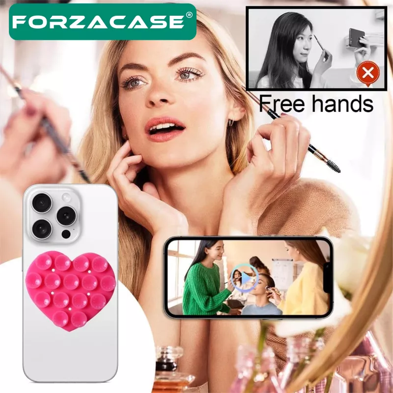 Forzacase Çift Taraflı Silikon Vakumlu Eller Serbest Cep Telefon Tutacağı Kalp - FC1109
