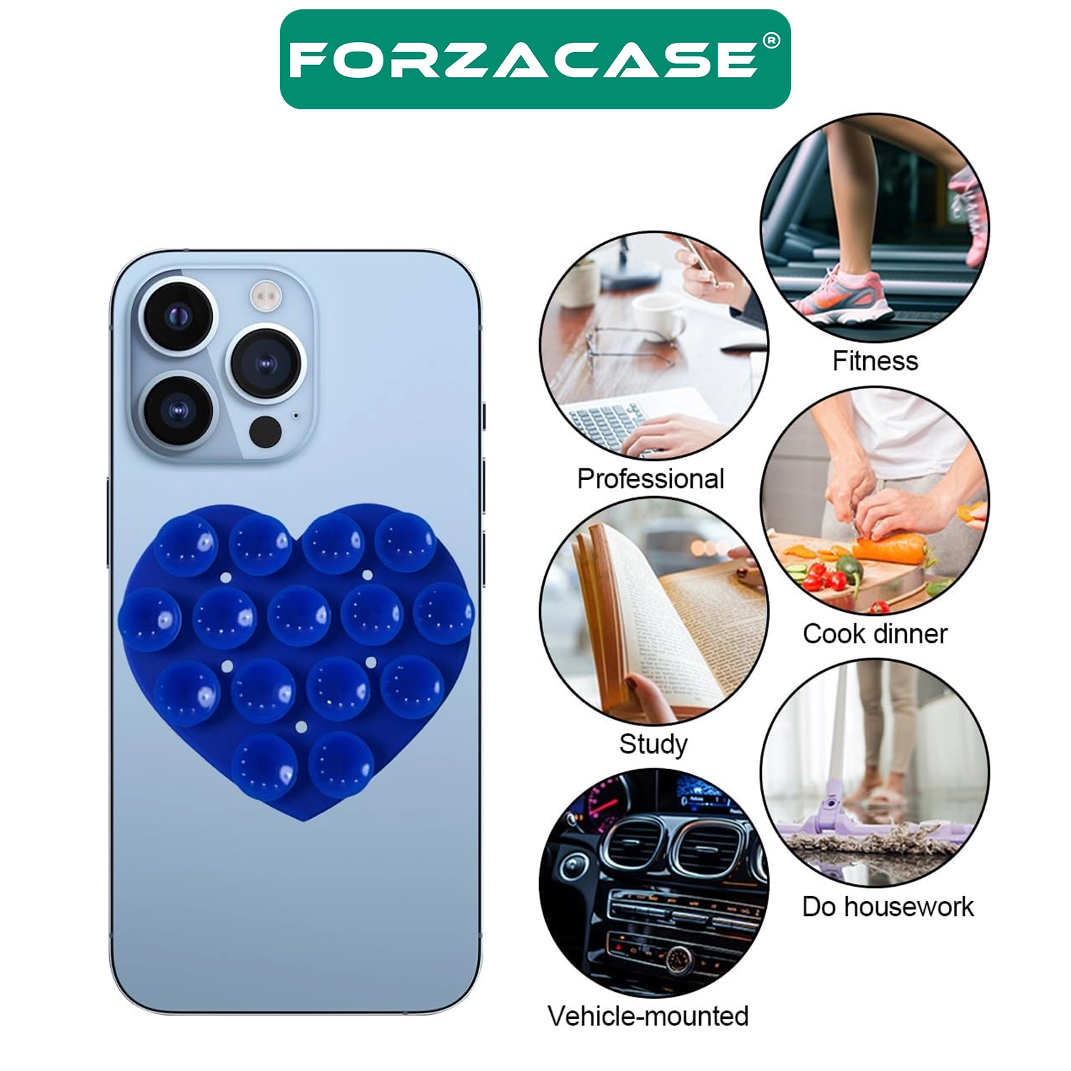 Forzacase Çift Taraflı Silikon Vakumlu Eller Serbest Cep Telefon Tutacağı Kalp - FC1109