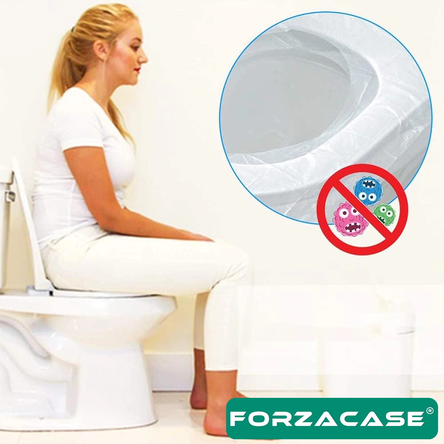 Forzacase 50 Adet Taşınabilir Tek Kullanımlık Su Geçirmez Plastik Klozet Kapağı Poşeti - FC1111