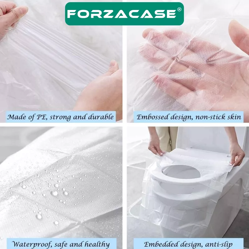 Forzacase 50 Adet Taşınabilir Tek Kullanımlık Su Geçirmez Plastik Klozet Kapağı Poşeti - FC1111