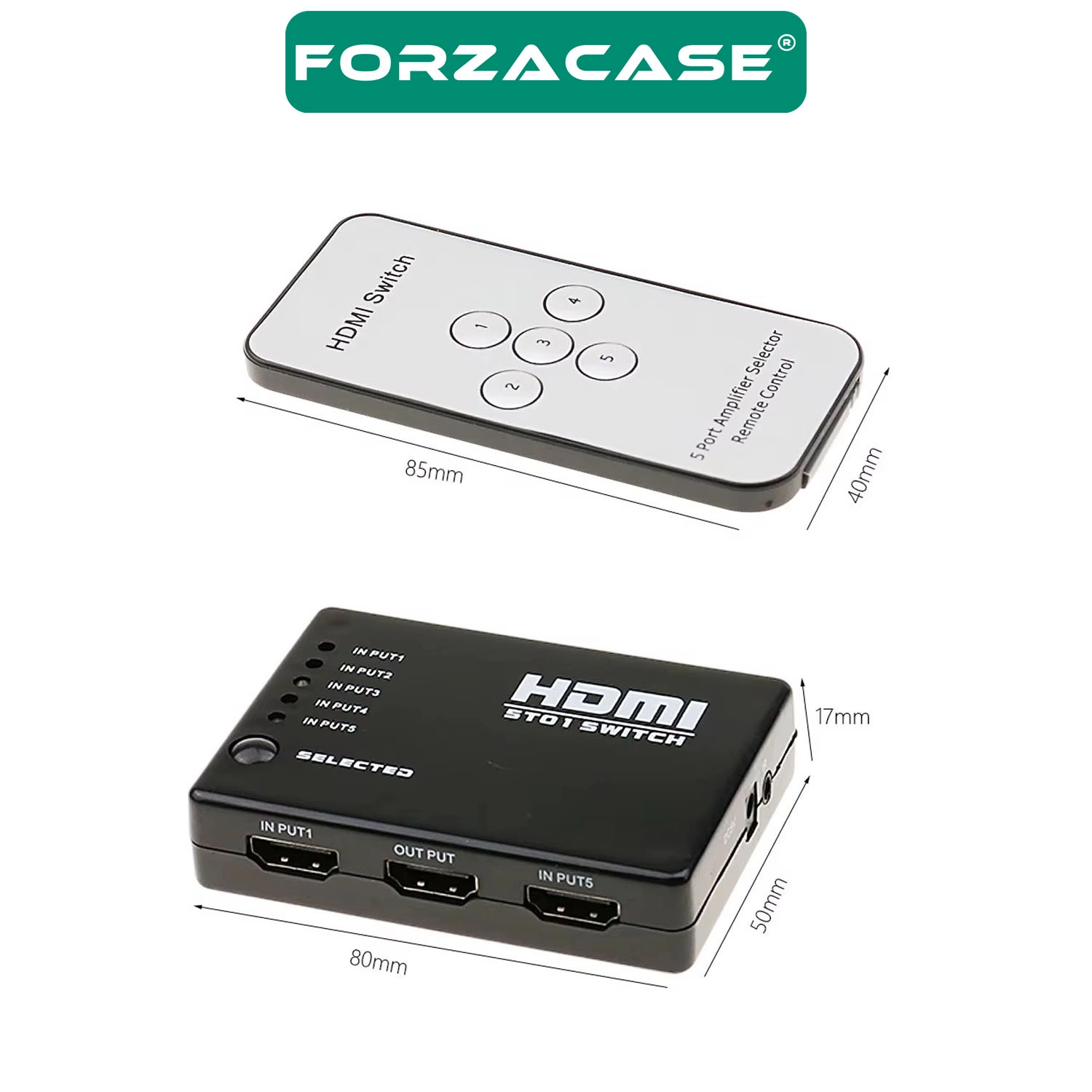 Forzacase 5 Giriş 1 Çıkış Kumandalı HDMI Çoklayıcı 5in1 Switch 1080p Full HD - FC1113
