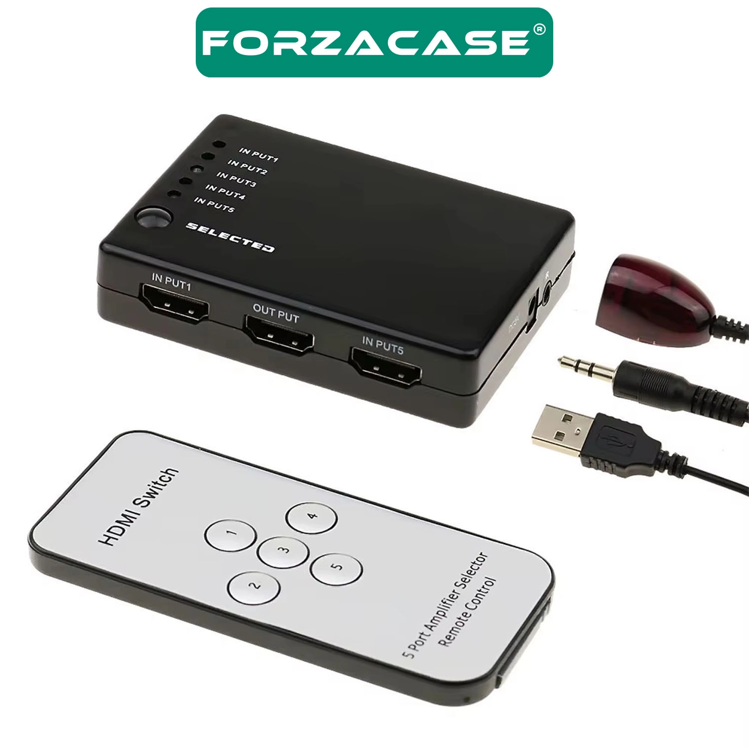 Forzacase 5 Giriş 1 Çıkış Kumandalı HDMI Çoklayıcı 5in1 Switch 1080p Full HD - FC1113