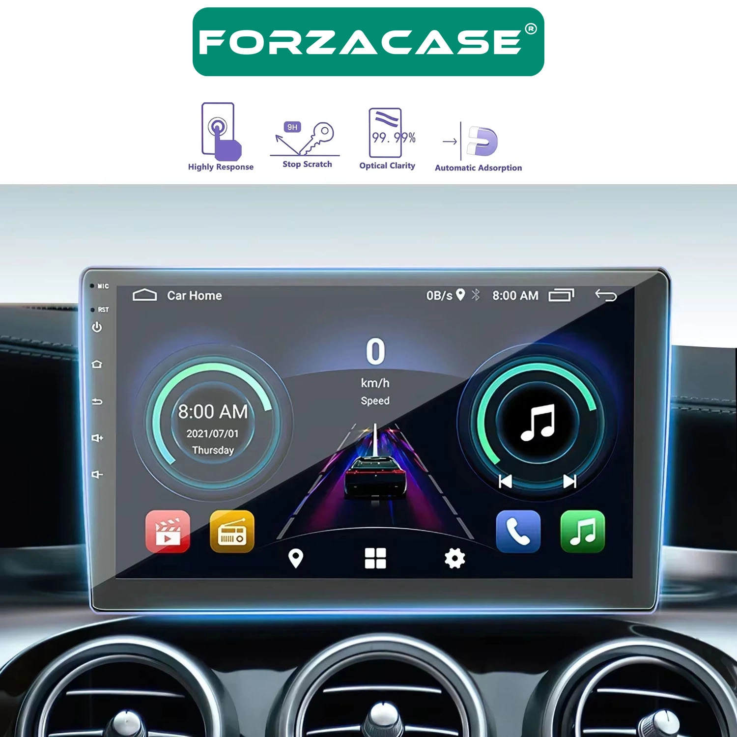 Forzacase 9 inç Universal Navigasyon Multimedya uyumlu Nano Ekran Koruyucu Film - FC1117