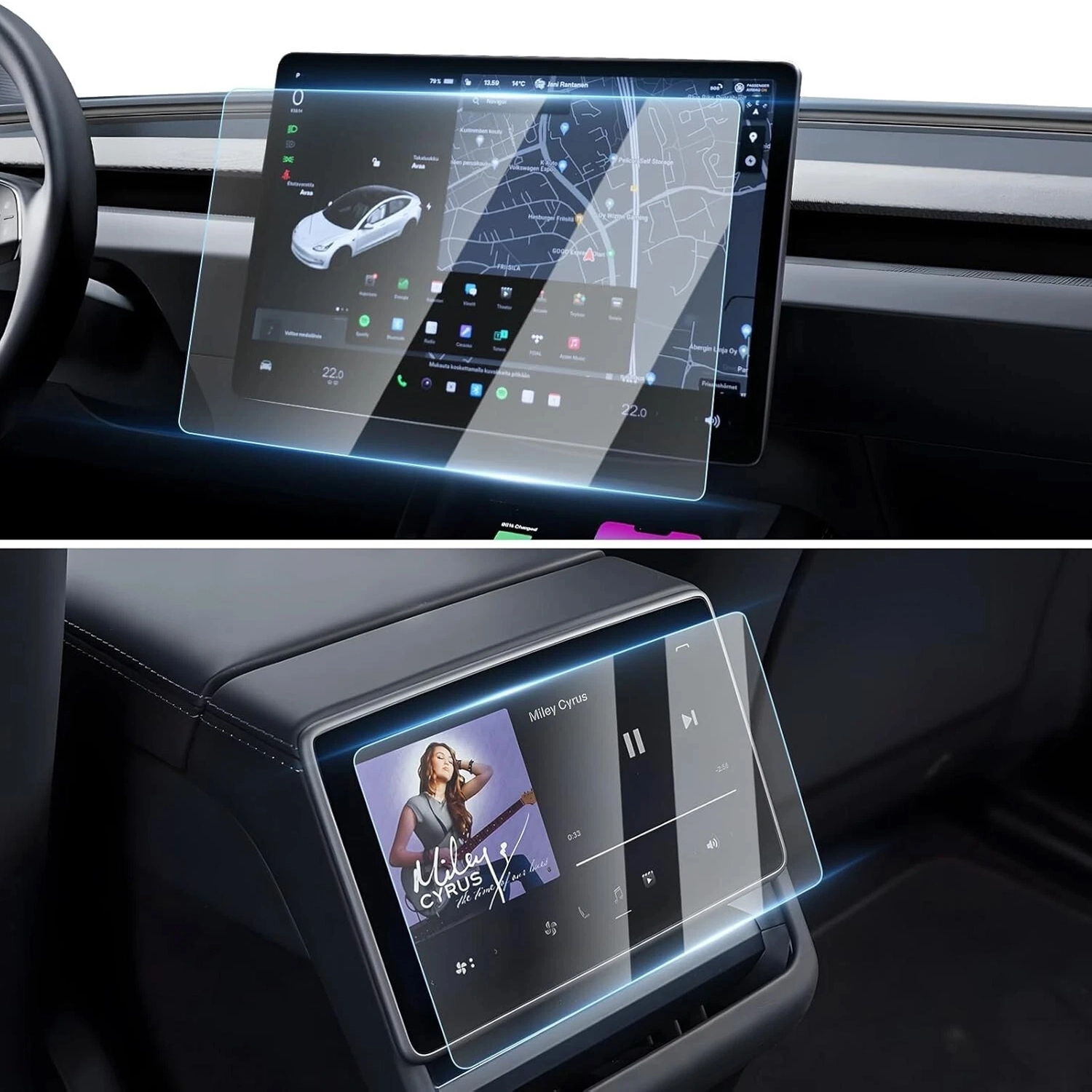 Forzacase 2in1 Tesla Model Y New Juniper Navigasyon Multimedya uyumlu Nano Ekran Koruyucu Film - FC1118