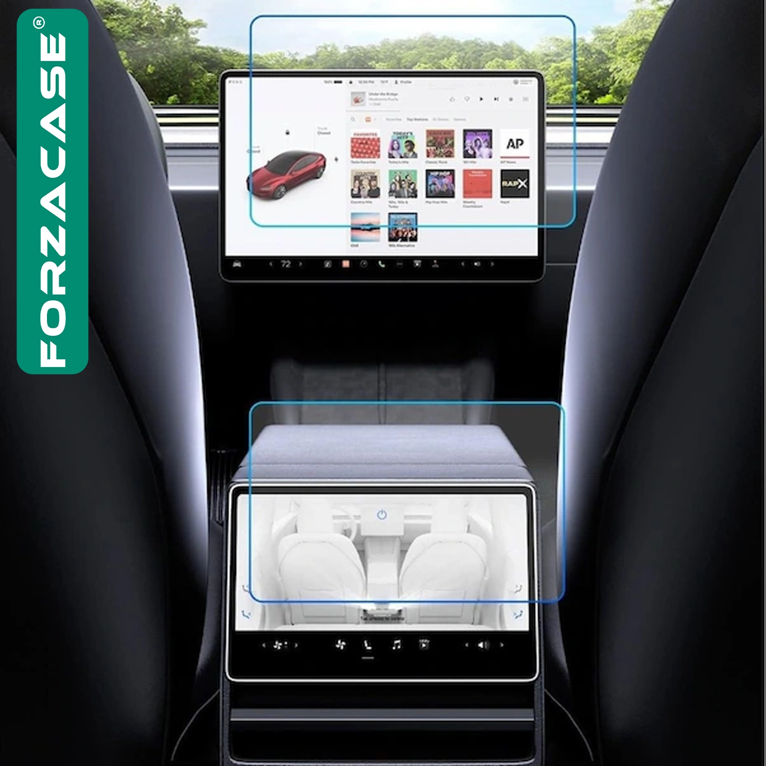 Forzacase 2in1 Tesla Model Y New Juniper Navigasyon Multimedya uyumlu Nano Ekran Koruyucu Film - FC1118