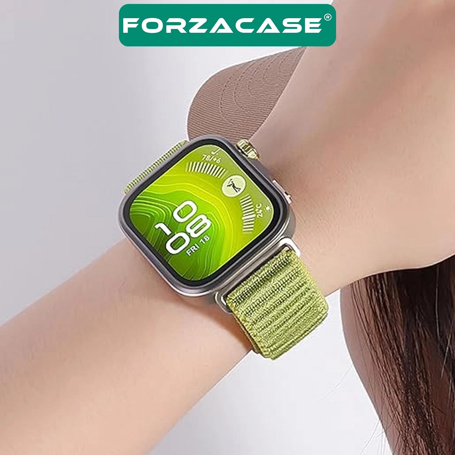 Forzacase Huawei Watch Fit 4/Fit 4 Pro ile uyumlu Wave Desen Hasır Örgü Cırtlı Kordon Kayış-FC1127
