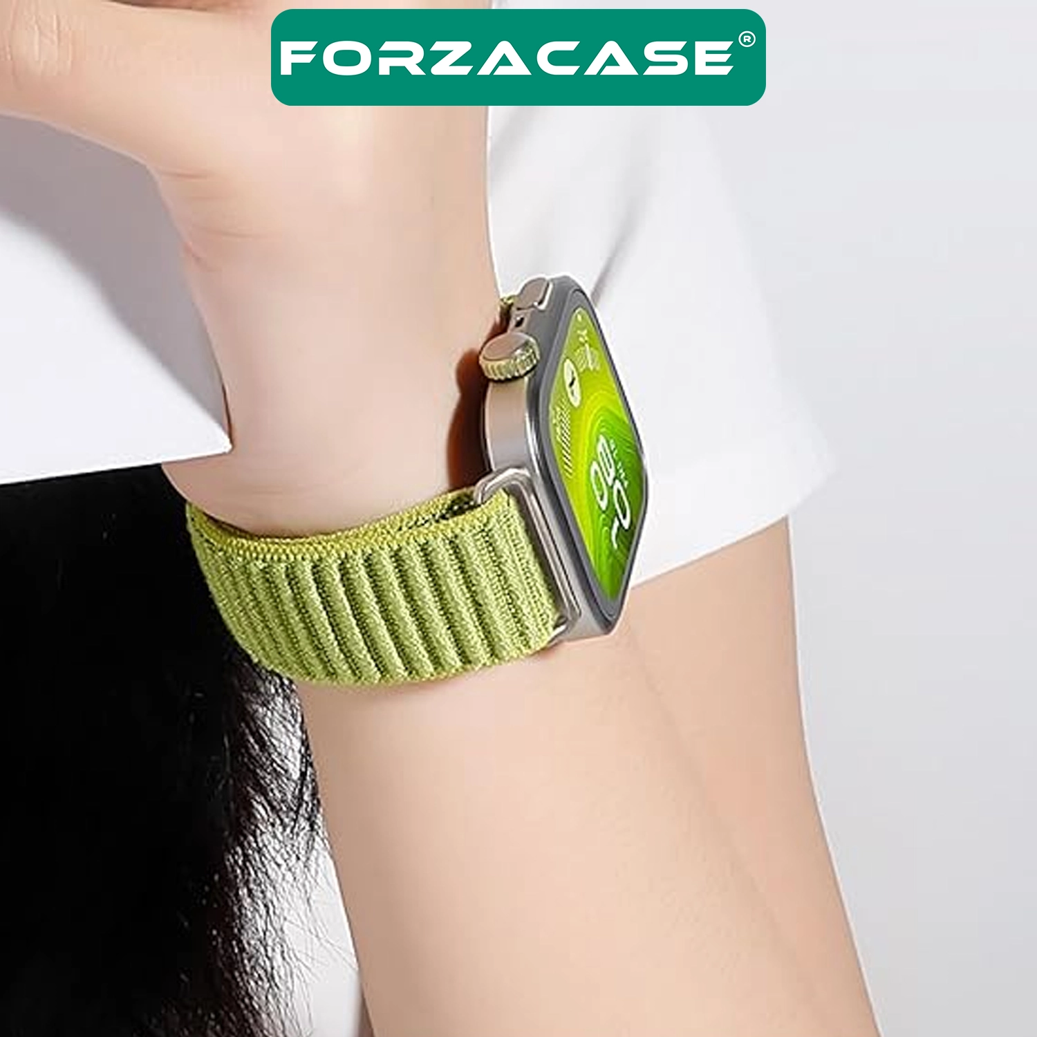 Forzacase Huawei Watch Fit 4/Fit 4 Pro ile uyumlu Wave Desen Hasır Örgü Cırtlı Kordon Kayış-FC1127