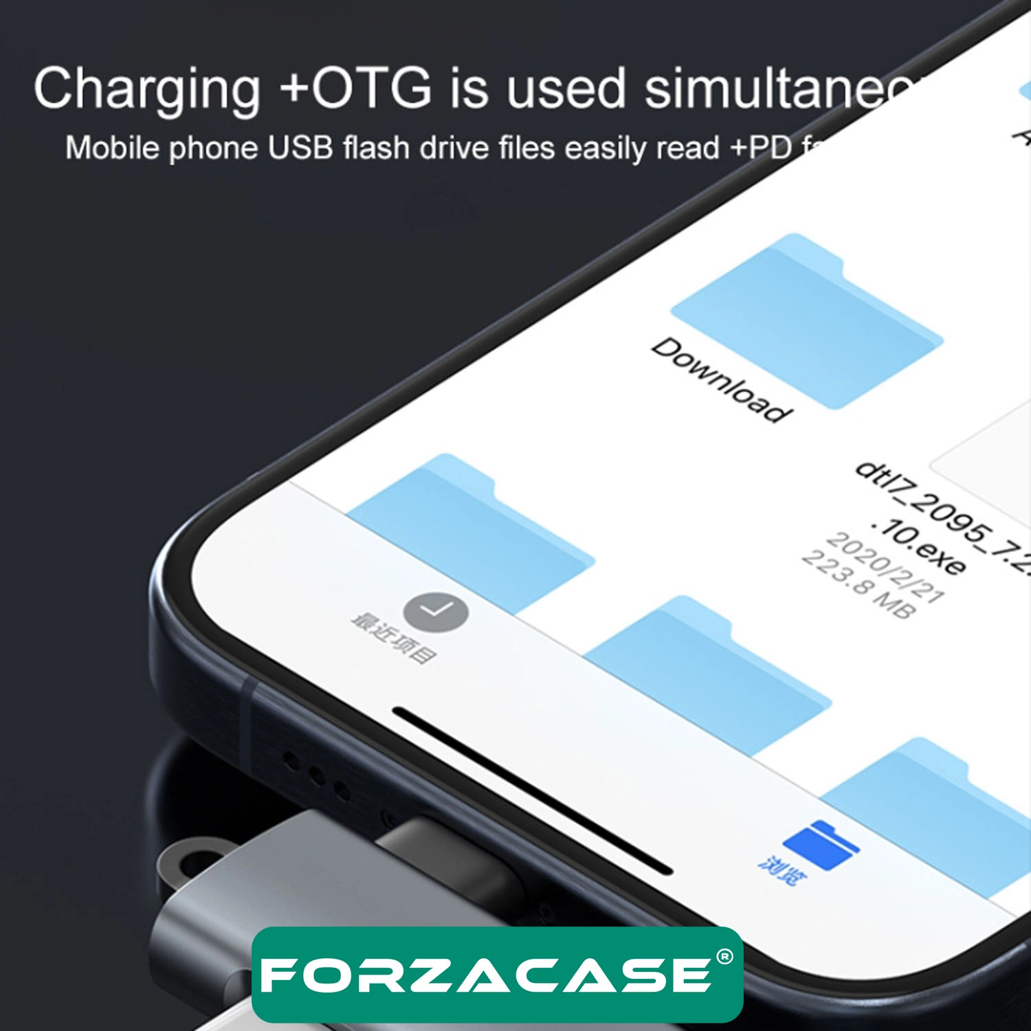 Forzacase Type-C to USB OTG Adaptör 5Gbps - PD 10W  Hızlı Veri Aktarım Adaptörü - FC1128