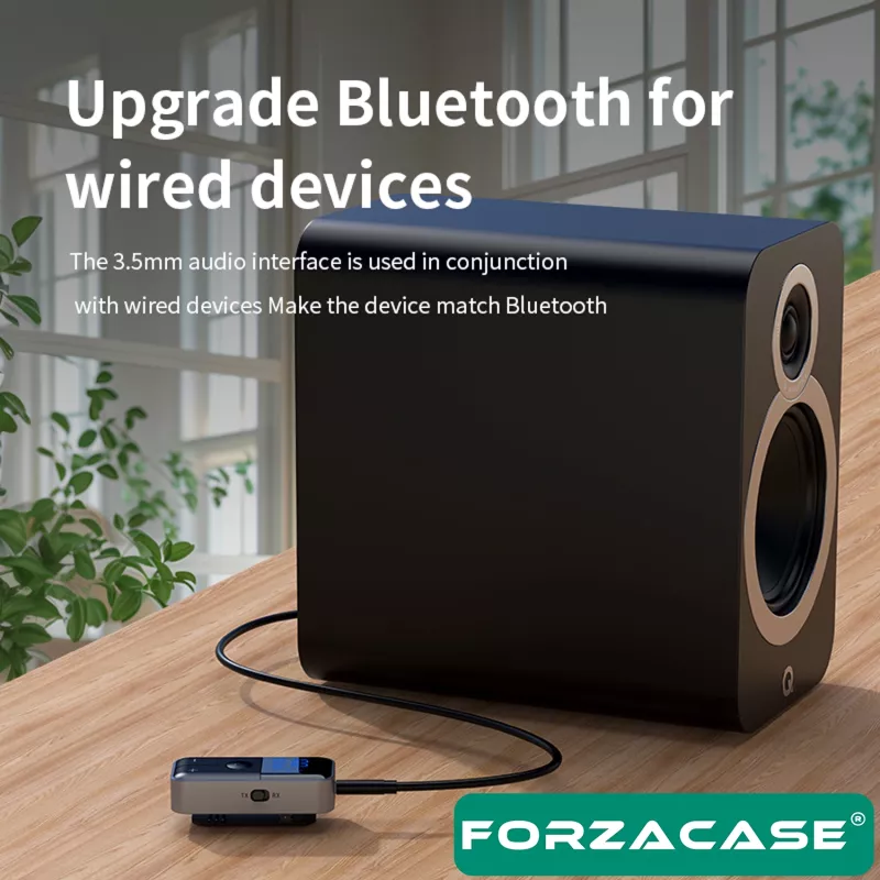 Forzacase TV, Araç, Bilgisayar Uyumlu 2in1 Aux Bluetooth 5.4 TF Kartlı Kablosuz Ses Adaptörü - FC1129