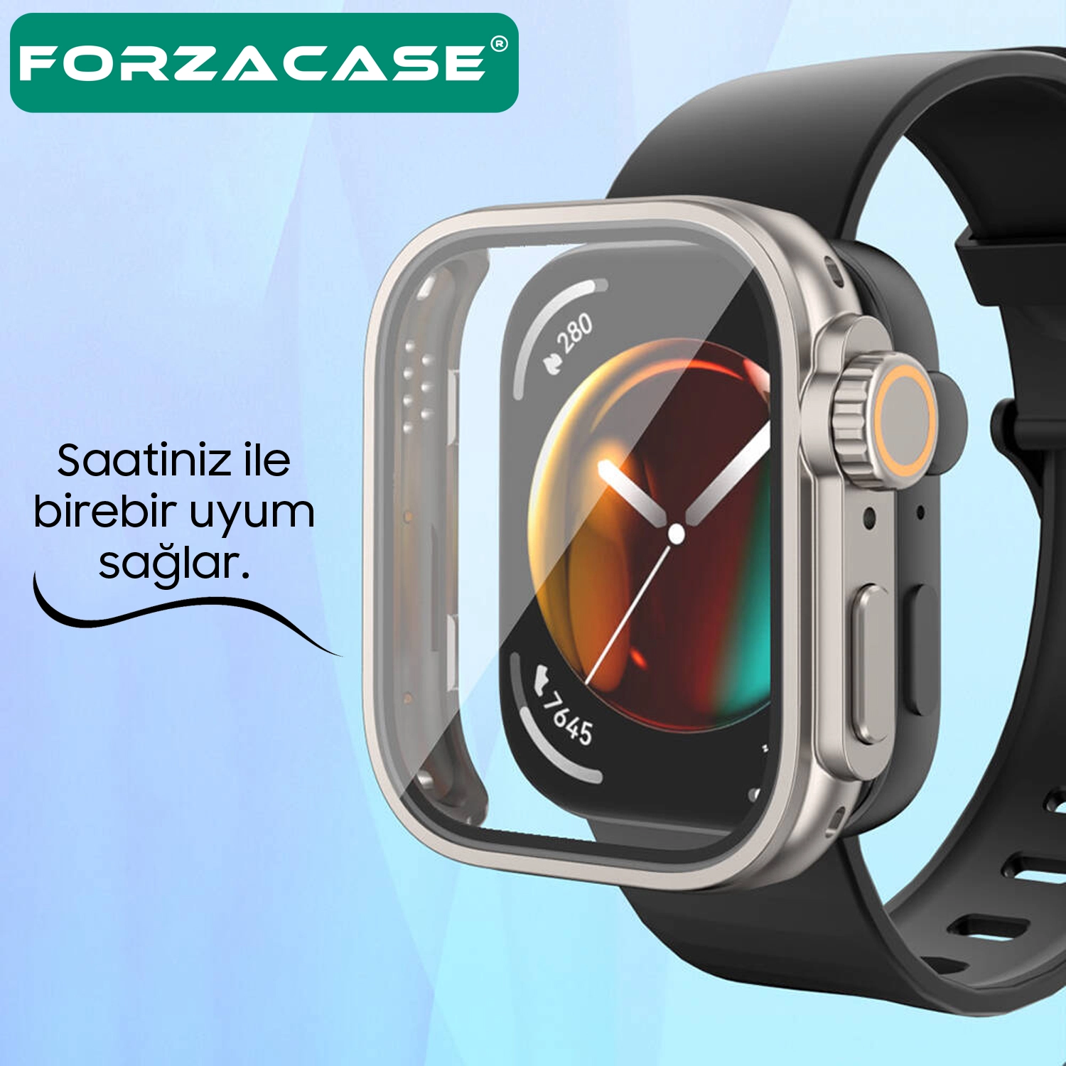 Forzacase Huawei Watch Fit 3 uyumlu Apple Watch Ultra 49mm Dönüştürücü Ekran Koruyuculu Kasa FC1144
