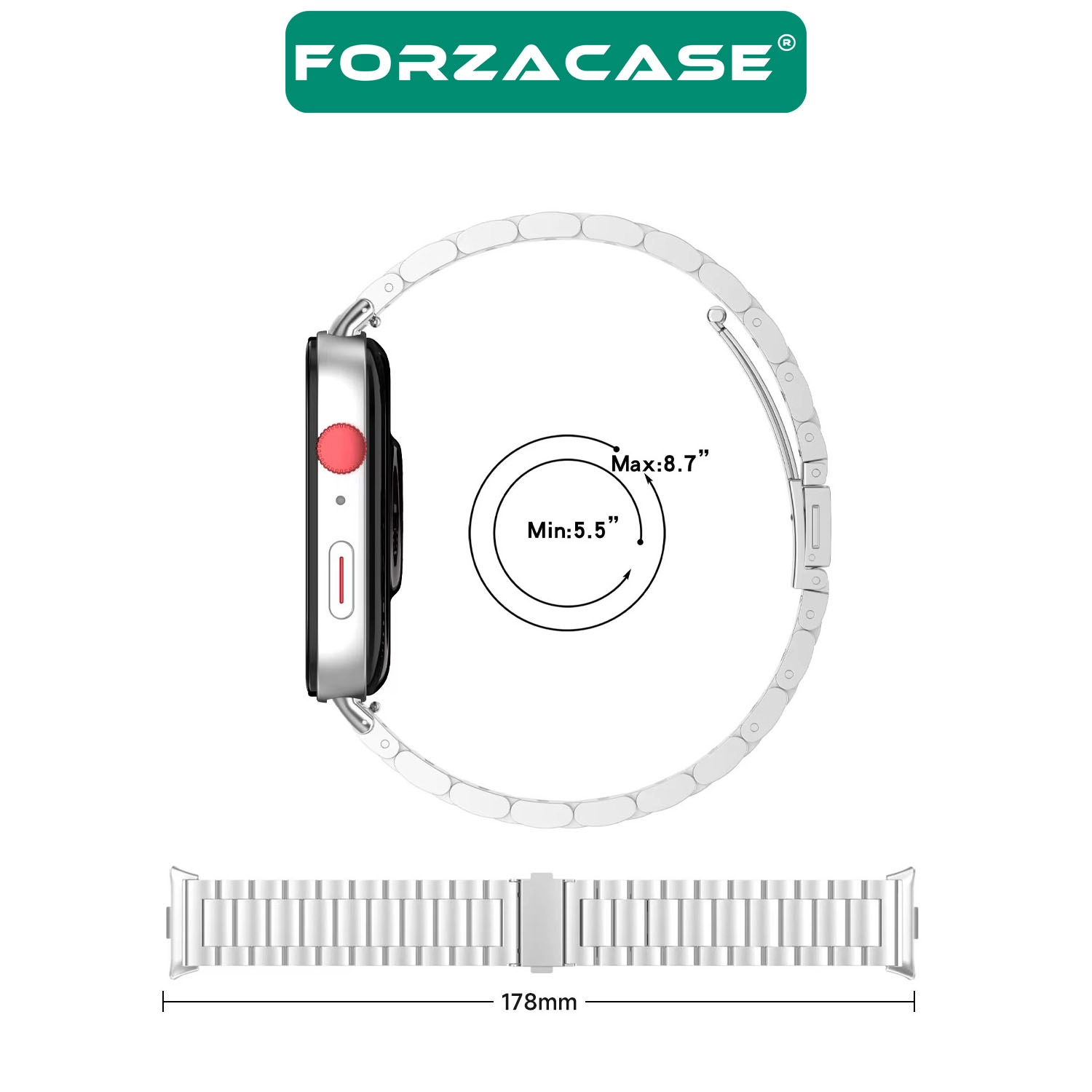 Forzacase Xiaomi Redmi Watch 6 ile uyumlu Metal Baklalı Kordon Kayış - FC1149