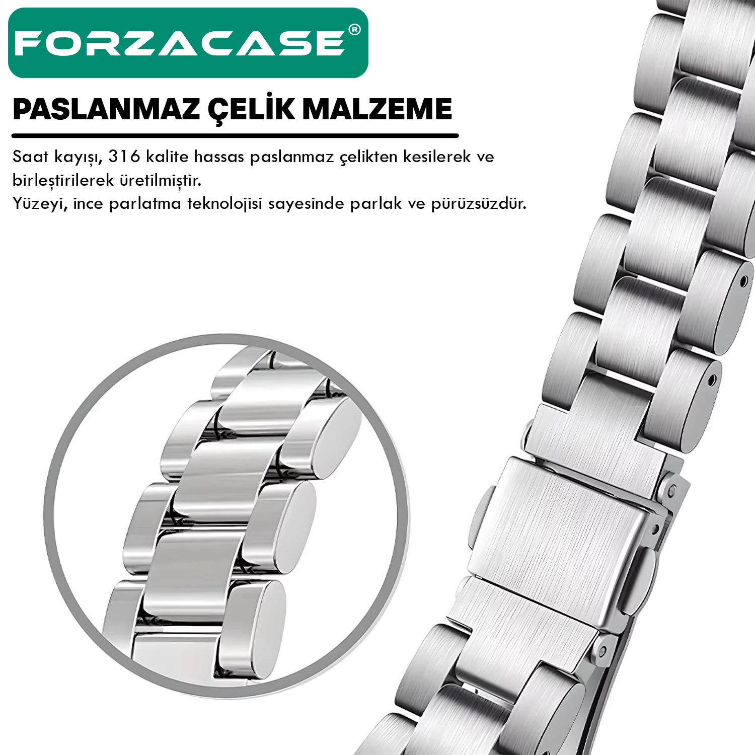 Forzacase Xiaomi Redmi Watch 6 ile uyumlu Metal Baklalı Kordon Kayış - FC1149