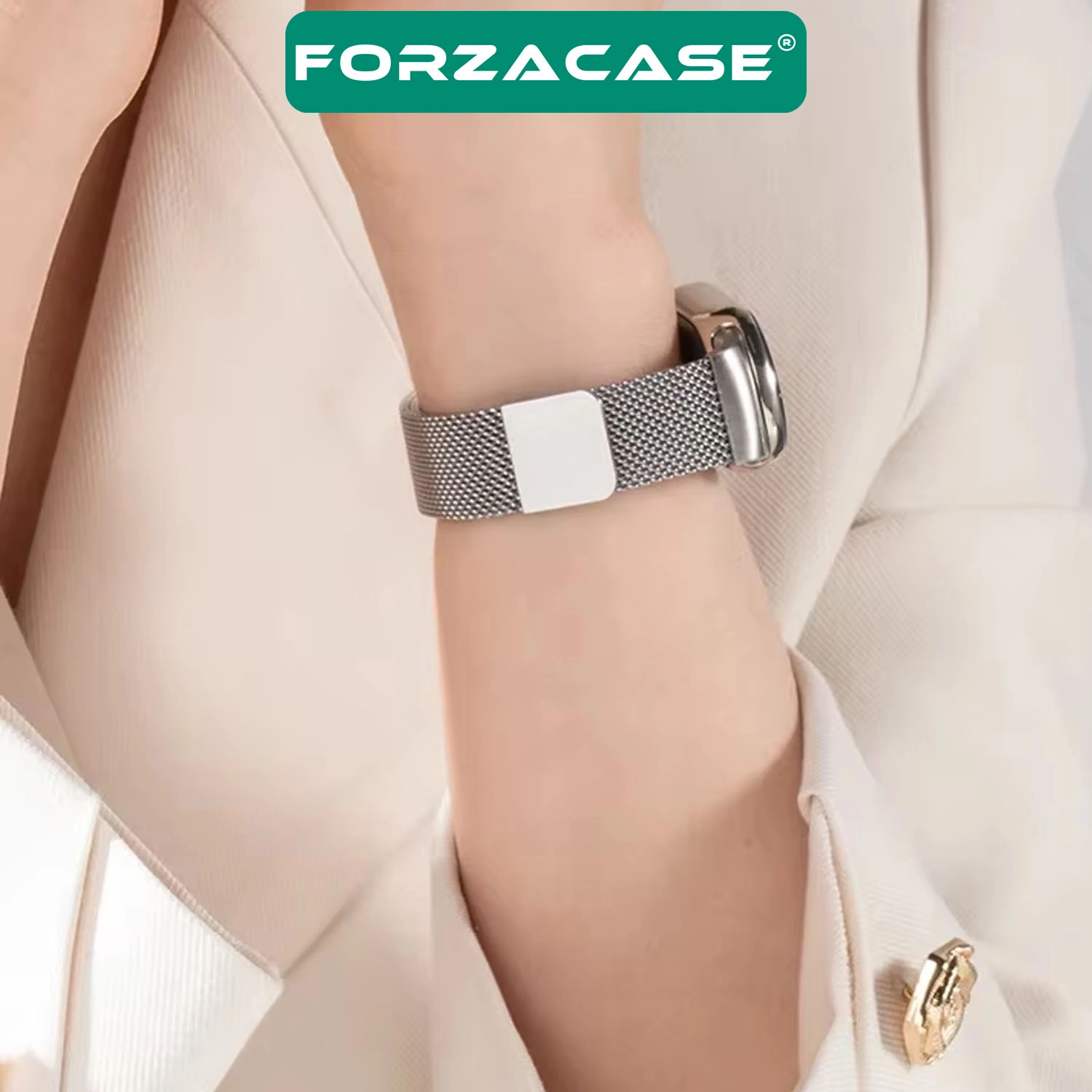 Forzacase Xiaomi Mi Smart Band 8 / 9 / 10 ile uyumlu Metal Mıknatıslı Manyetik Kordon Kayış - FC1151