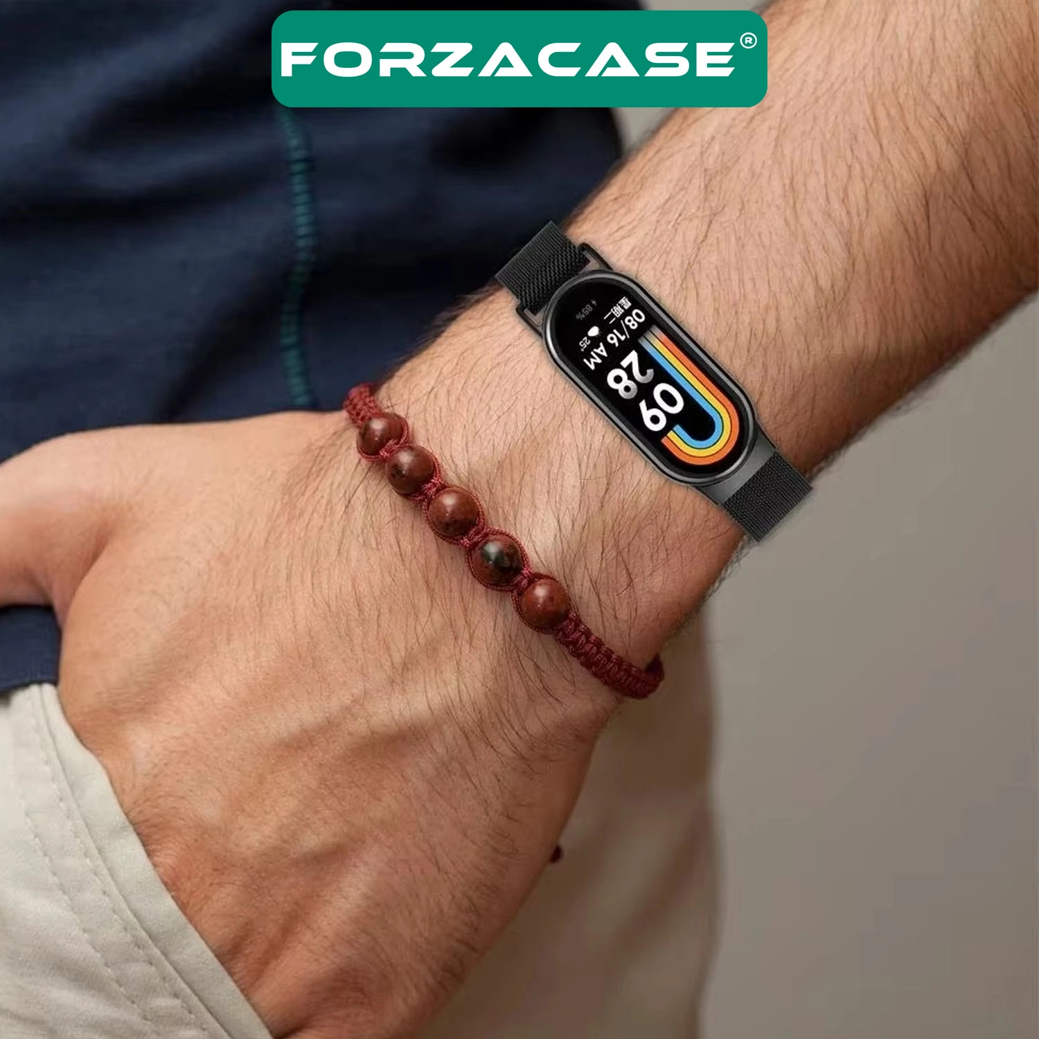 Forzacase Xiaomi Mi Smart Band 8 / 9 / 10 ile uyumlu Metal Mıknatıslı Manyetik Kordon Kayış - FC1151