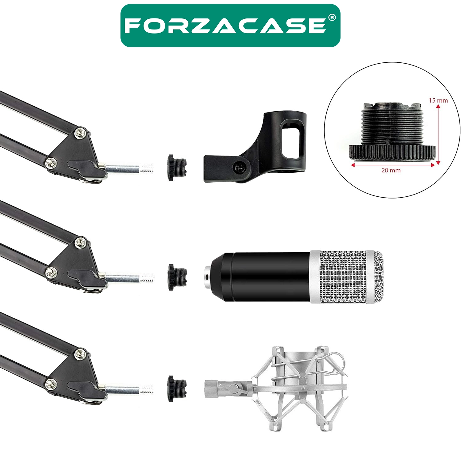 Forzacase Masaüstü 360 Derece Ayarlanabilir Akrobatik Mikrofon Tutucu Stand - FC1154