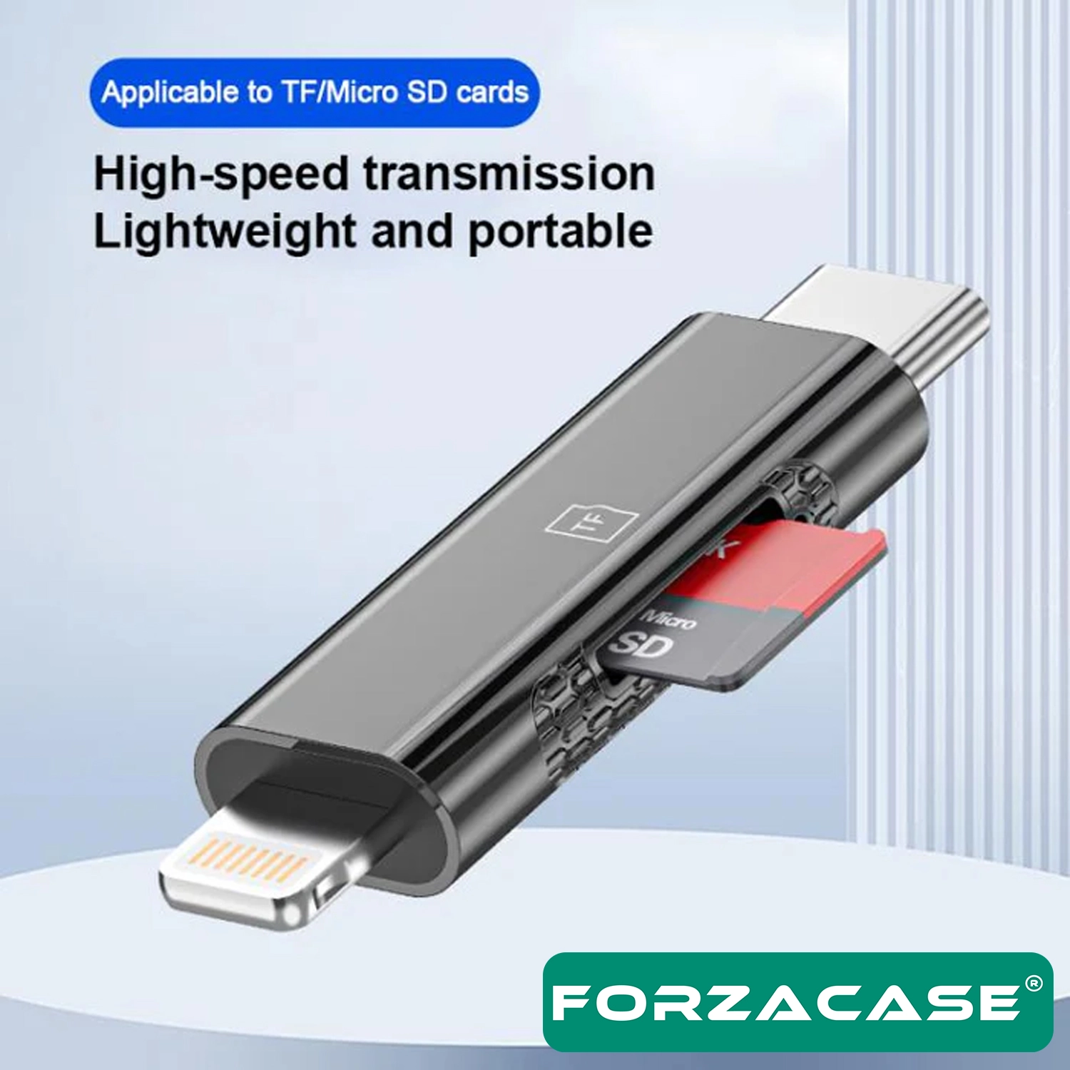 Forzacase 3in Lightning Type-C TF SD Kart Okuyucu Adaptör Reader - FC1155