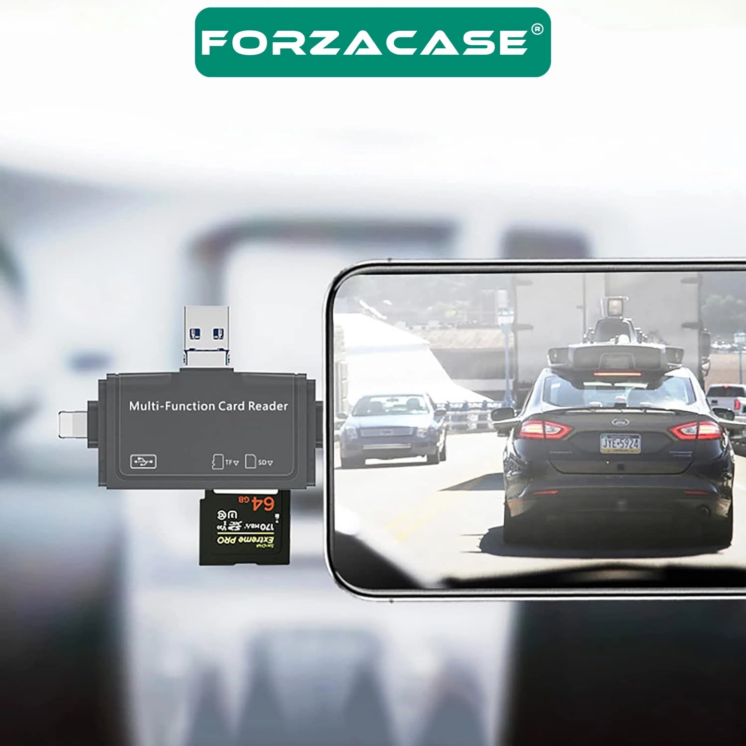 Forzacase Type-C, Lightning, Micro USB uyumlu USB 3.0 OTG SD Kart Okuyucu Çevirici Adaptör - FC1159