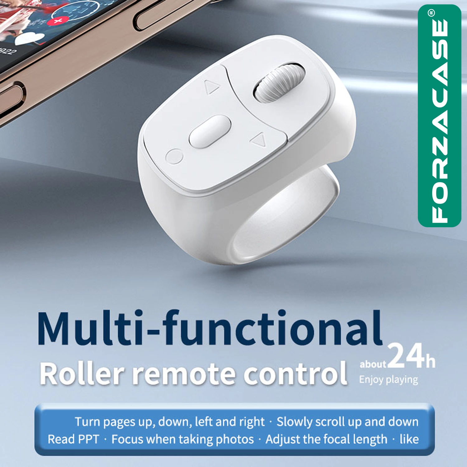 Forzacase Mouse Tasarım Bluetooth Uzaktan Yüzük Kumanda Sayfa Çevirici Video Selfie Kumandası FC1160