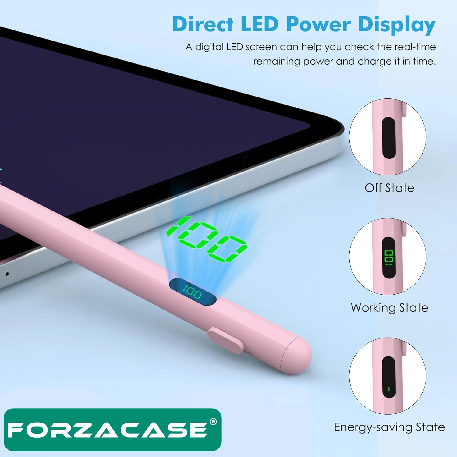 Forzacase iOS Android Tablet ve Telefonlar ile uyumlu Led Göstergeli Dokunmatik Kalem - FC1161