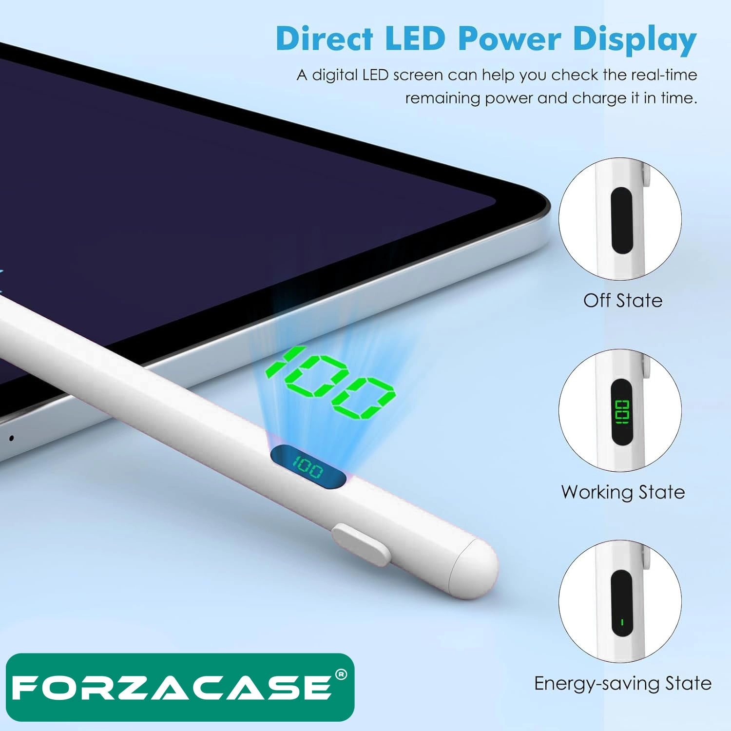 Forzacase iOS Android Tablet ve Telefonlar ile uyumlu Led Göstergeli Dokunmatik Kalem - FC1161