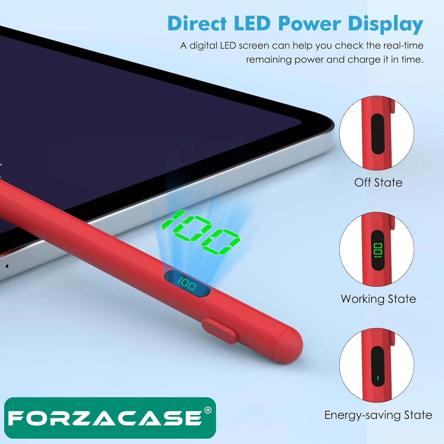Forzacase iOS Android Tablet ve Telefonlar ile uyumlu Led Göstergeli Dokunmatik Kalem - FC1161