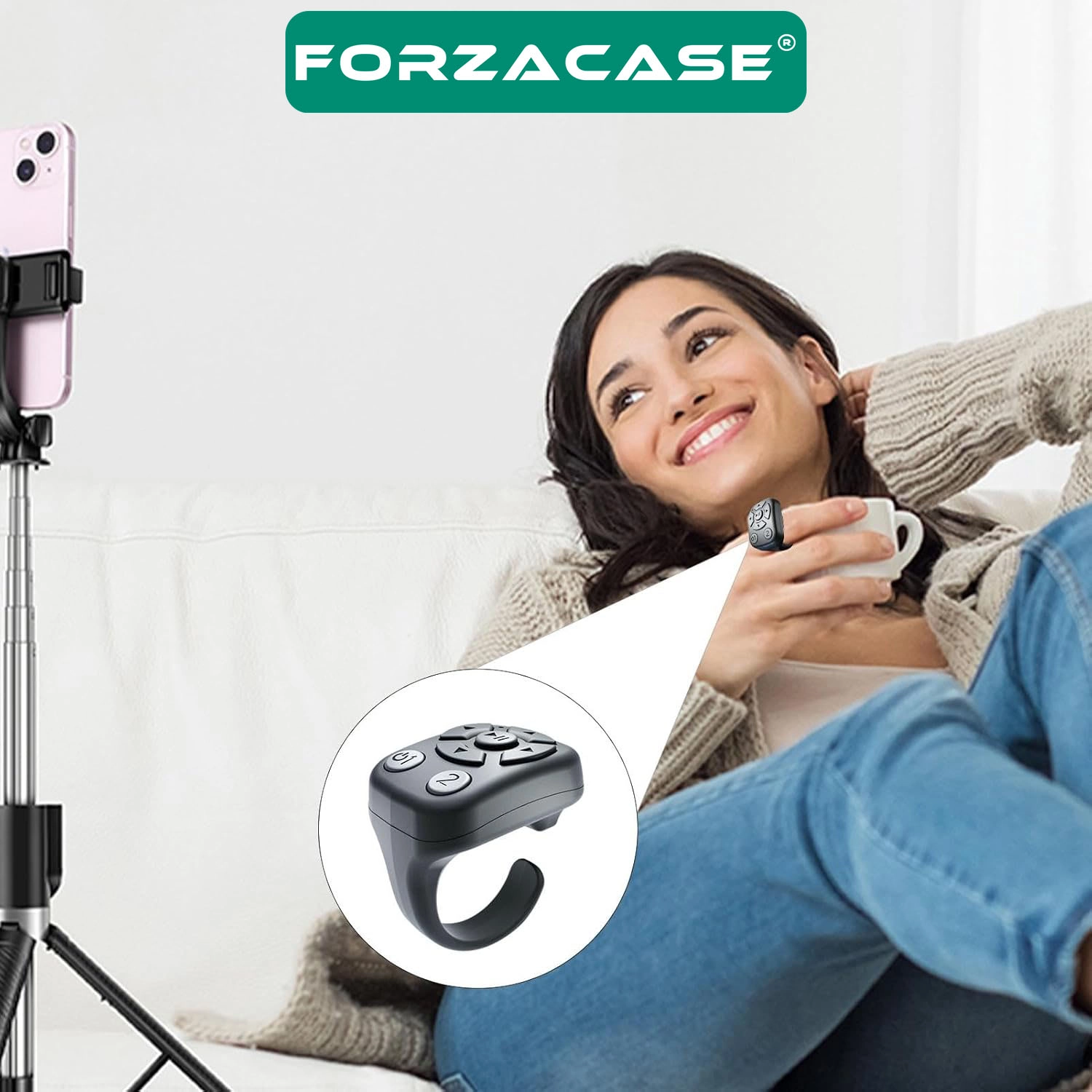 Forzacase Tiktok Bluetooth Uzaktan Yüzük Kumanda Sayfa Çevirici Video Kaydı Selfie Kumandası FC1163