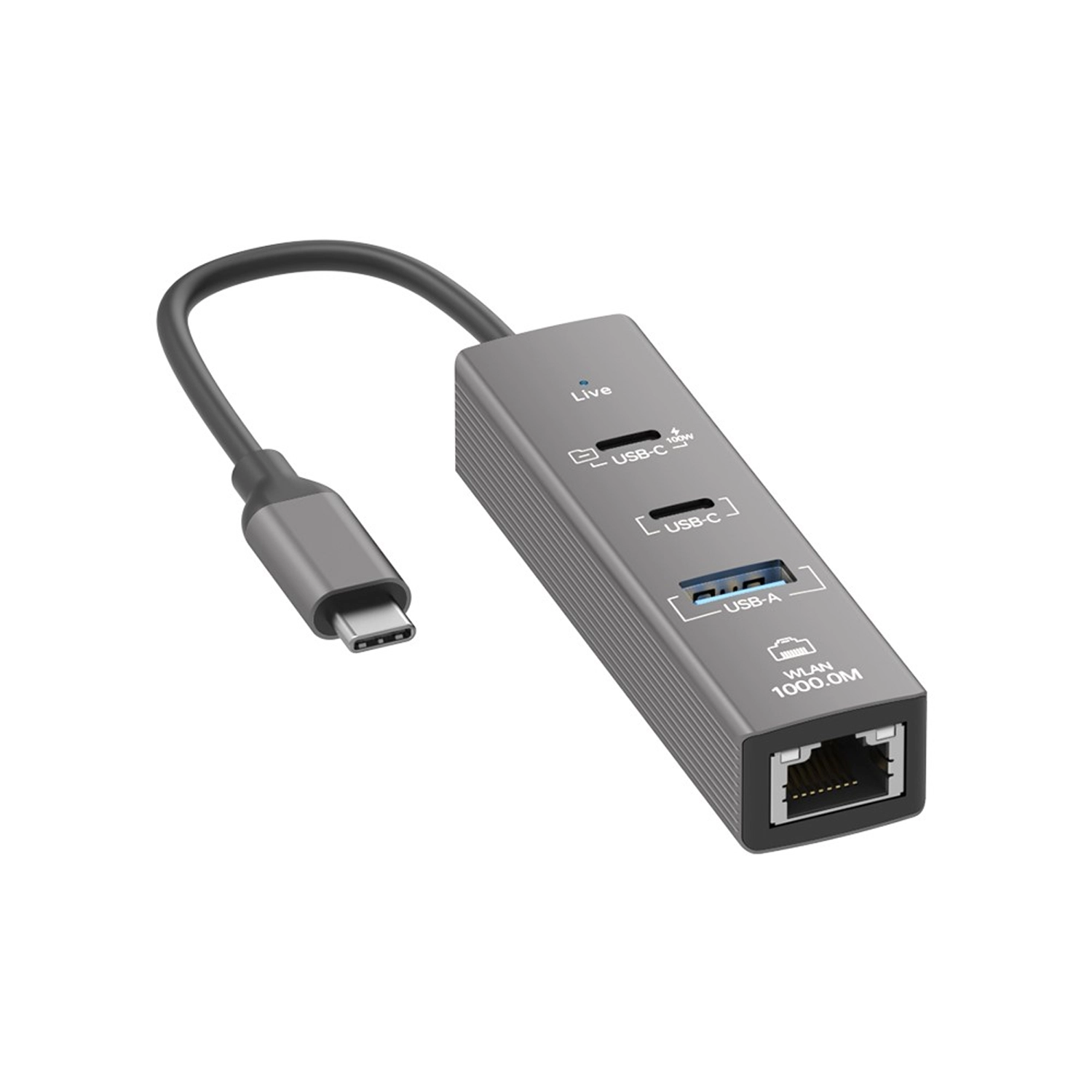 Forzacase Notebook Macbook Type-C 4in1 Ethernet USB 3.0 100W PD Çevirici Hub FC1165