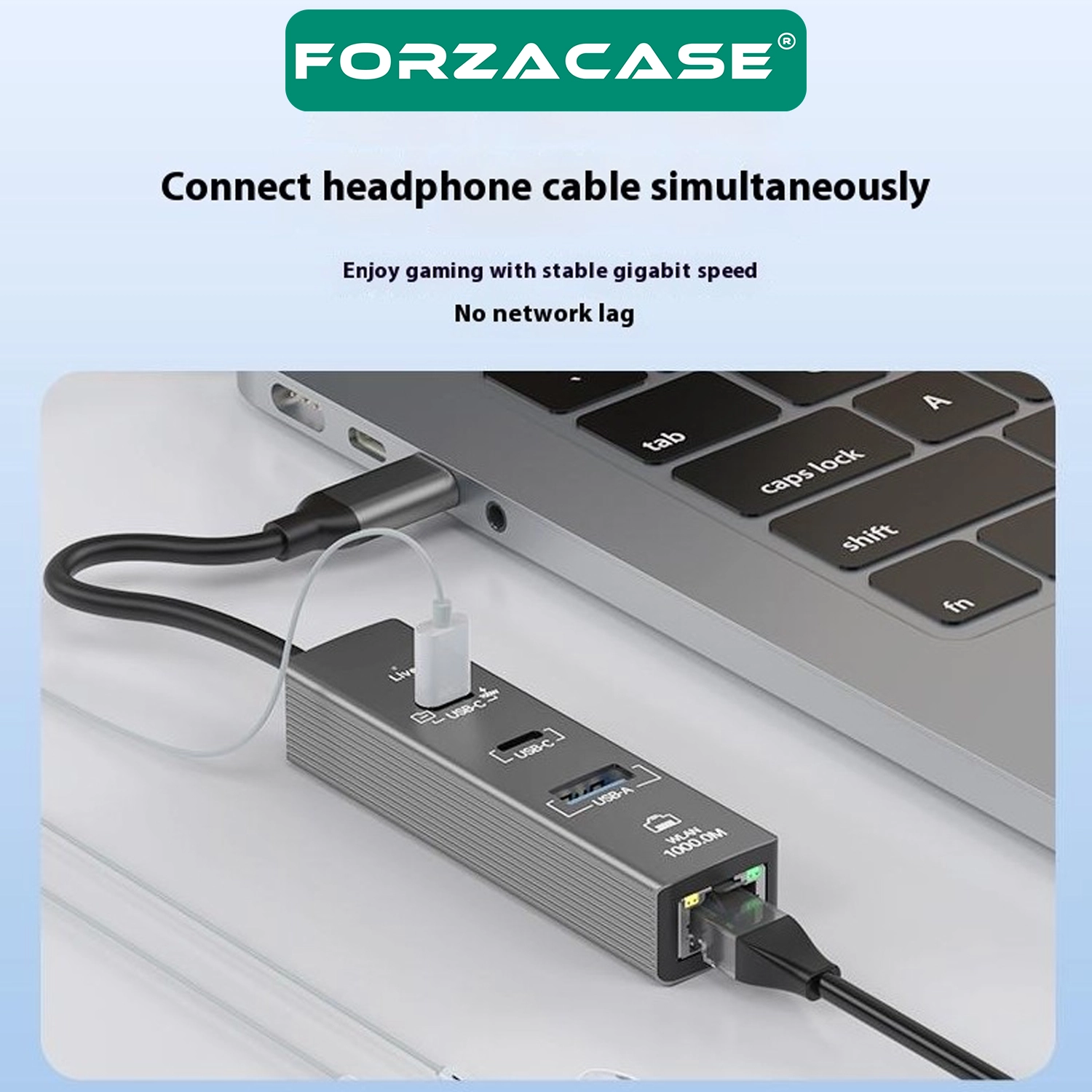 Forzacase Notebook Macbook Type-C 4in1 Ethernet USB 3.0 100W PD Çevirici Hub FC1165