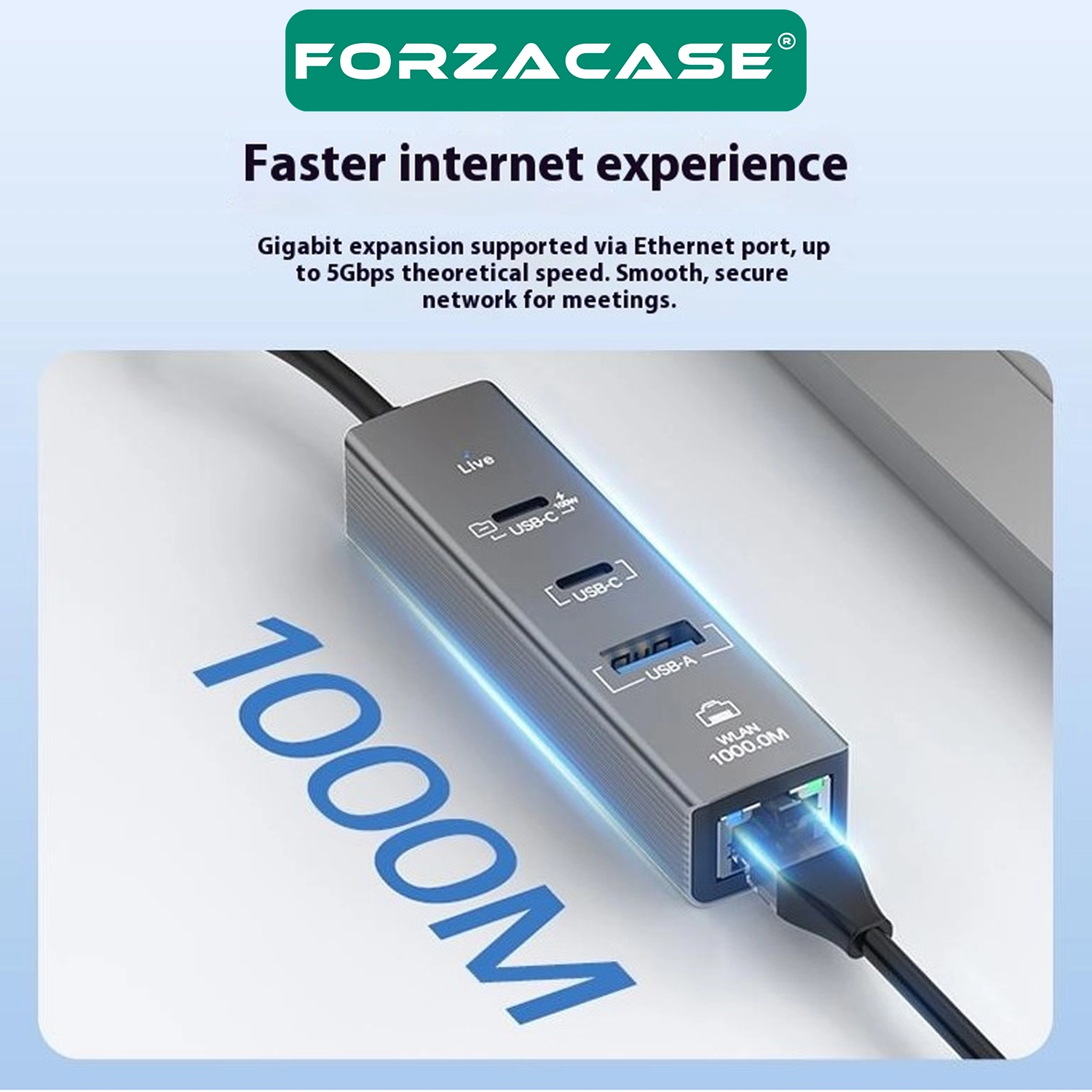 Forzacase Notebook Macbook Type-C 4in1 Ethernet USB 3.0 100W PD Çevirici Hub FC1165
