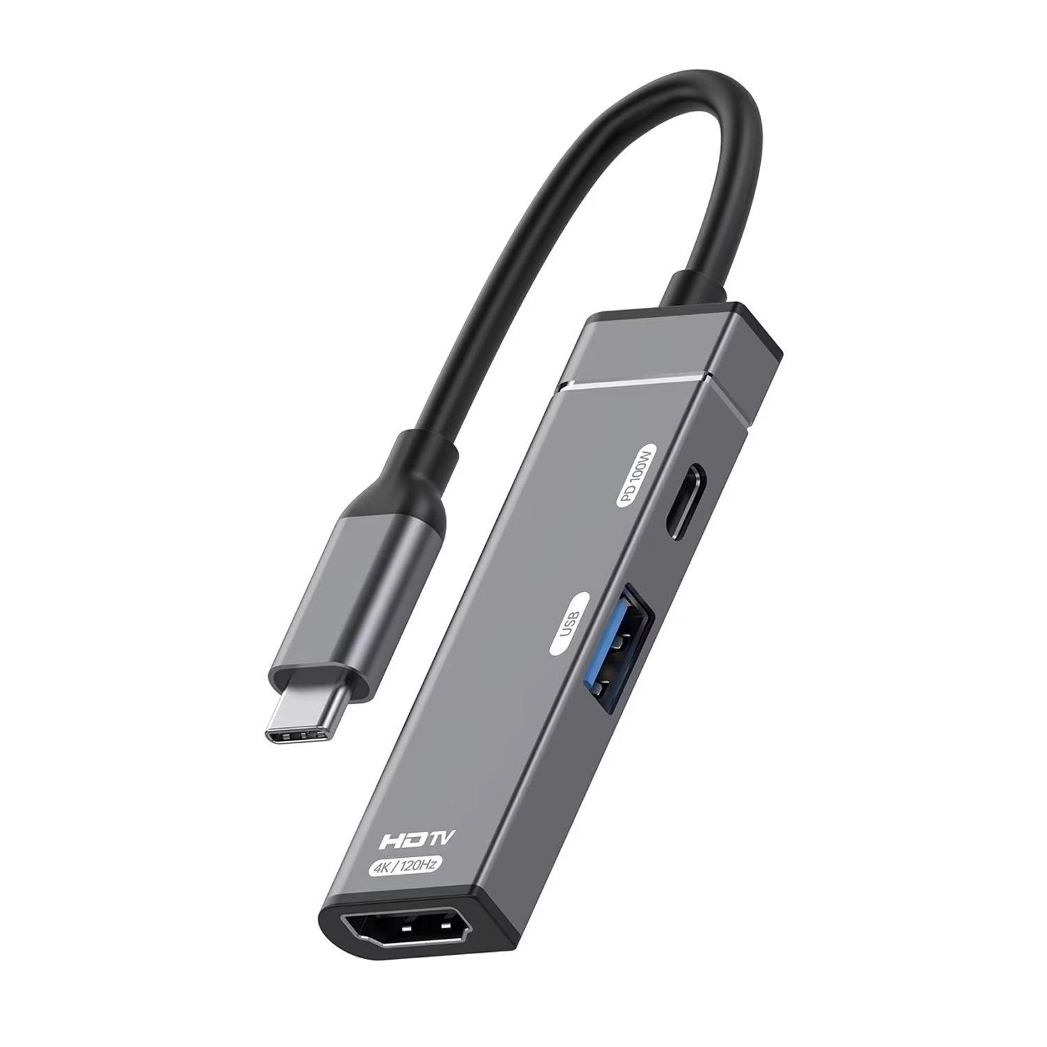 Forzacase 3in1 Taşınabilir Type-C to 4K HDMI Ultra HD 100W PD USB Çevirici Adaptör - FC1166