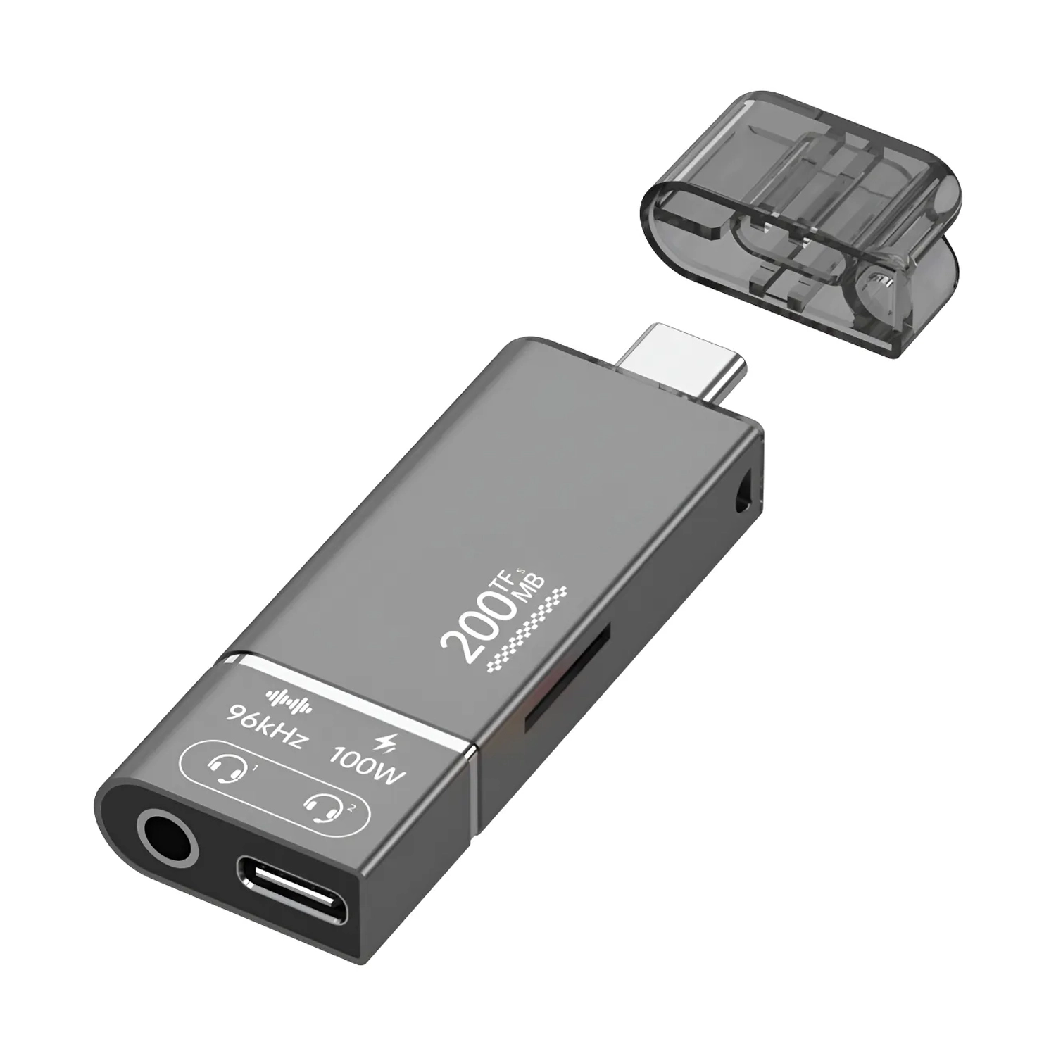 Forzacase 4in1 Taşınablilir Type-C to 3.5mm Aux , 100W PD ve TF Kart Okuyucu Çevirici Adaptör - FC1167