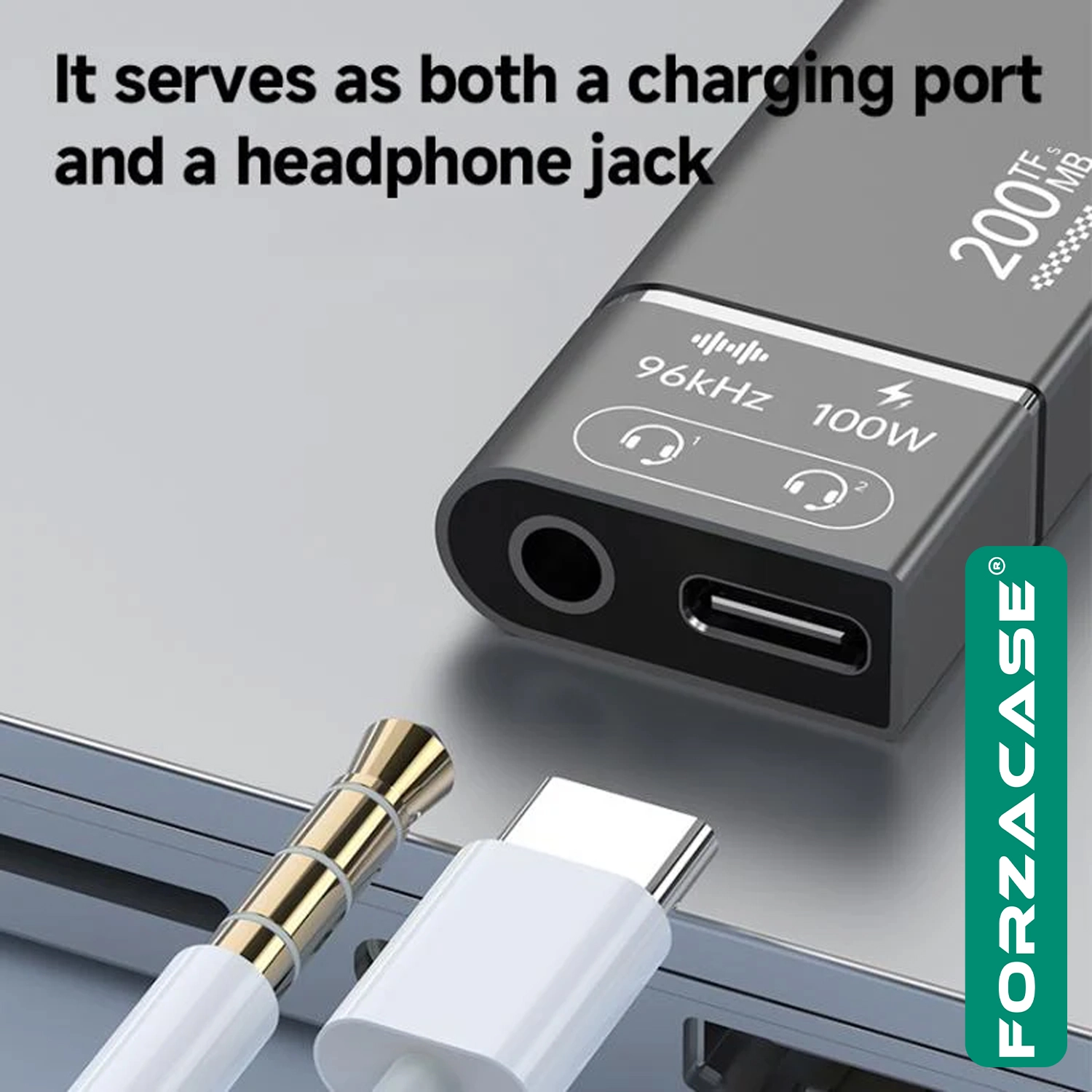 Forzacase 4in1 Taşınablilir Type-C to 3.5mm Aux , 100W PD ve TF Kart Okuyucu Çevirici Adaptör - FC1167